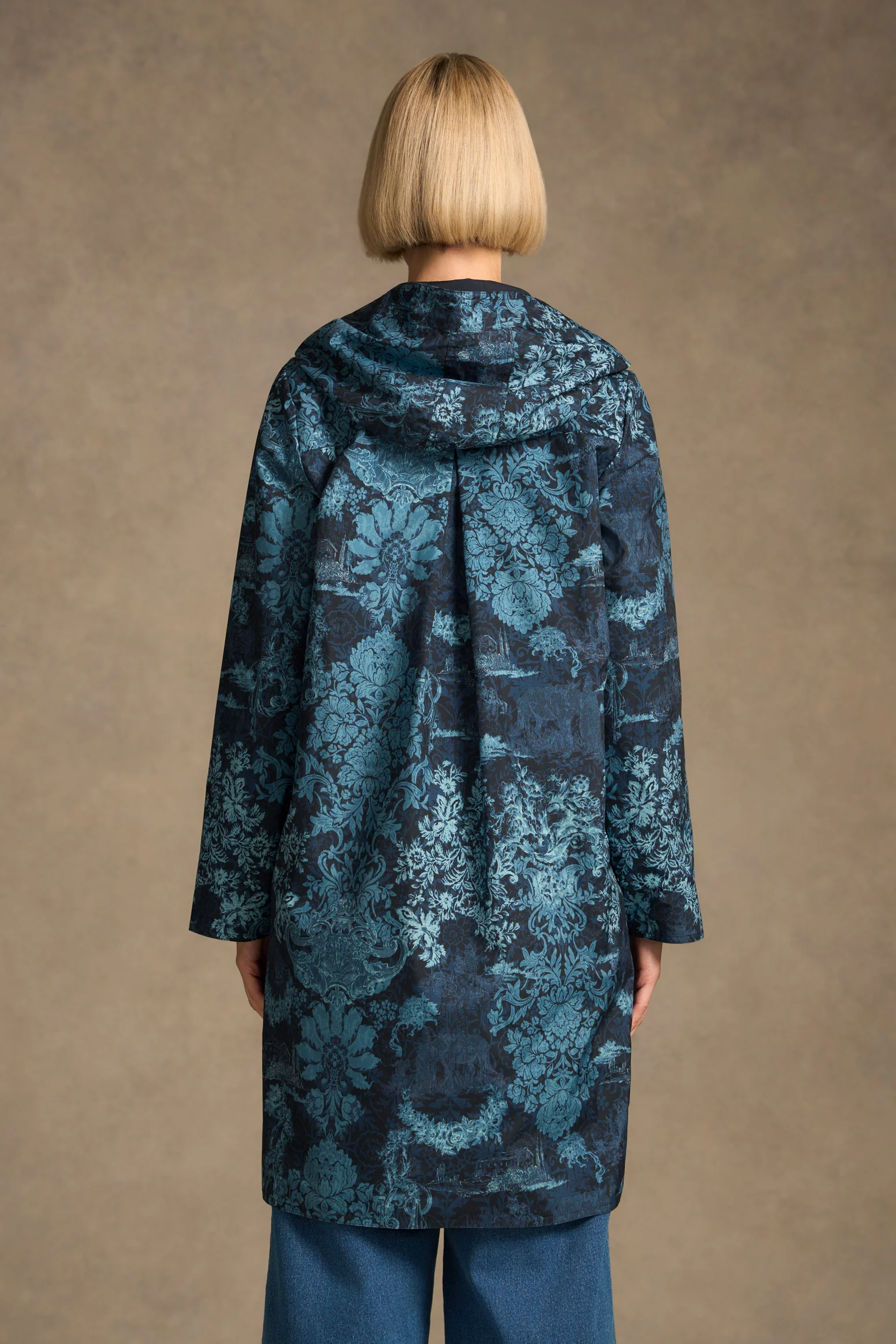Printed Reversible Raincoat – Ink Baroque Print - Image 8