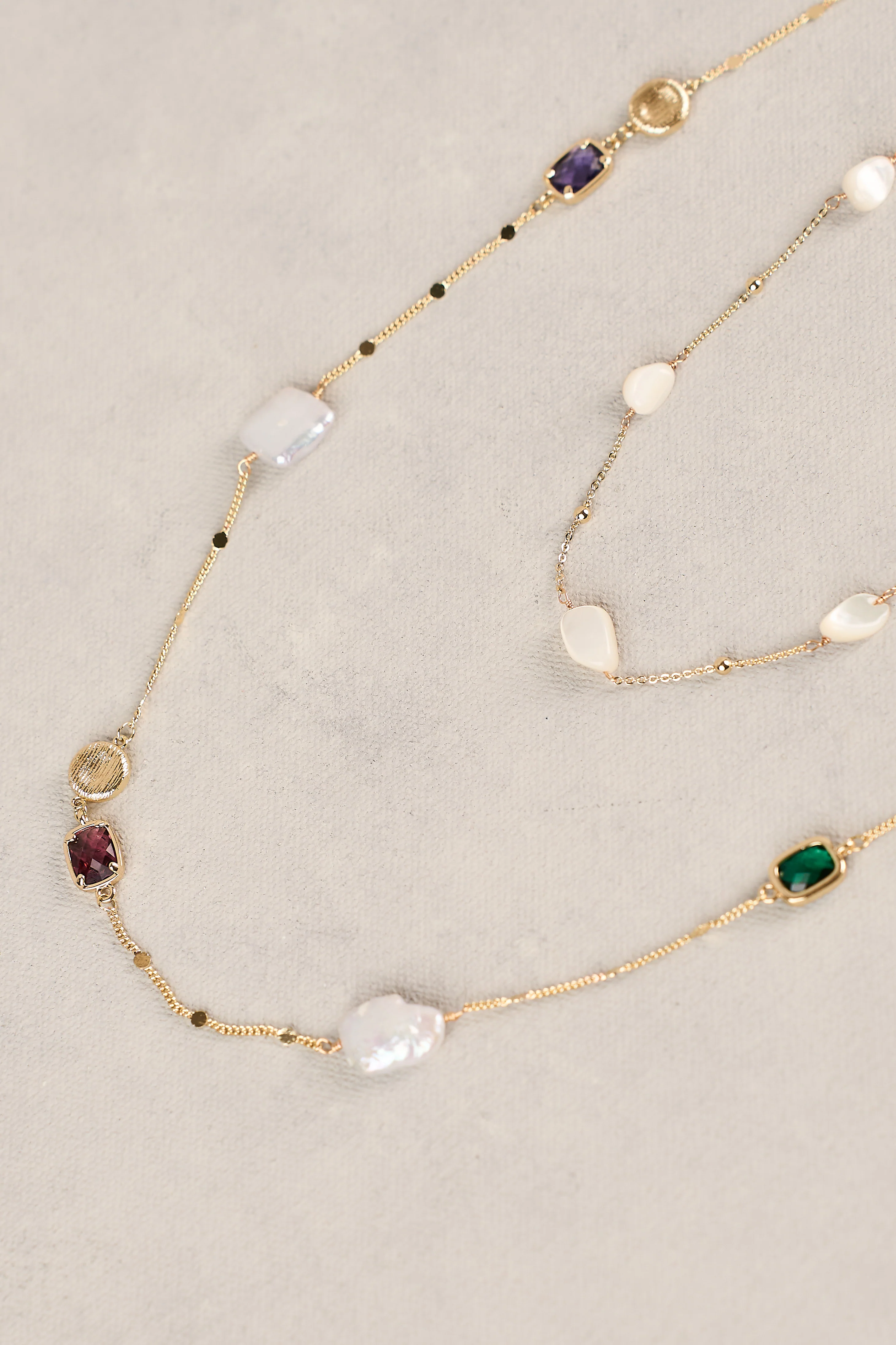 Pearl and Stone Layered Necklace - Multicolour - Image 5