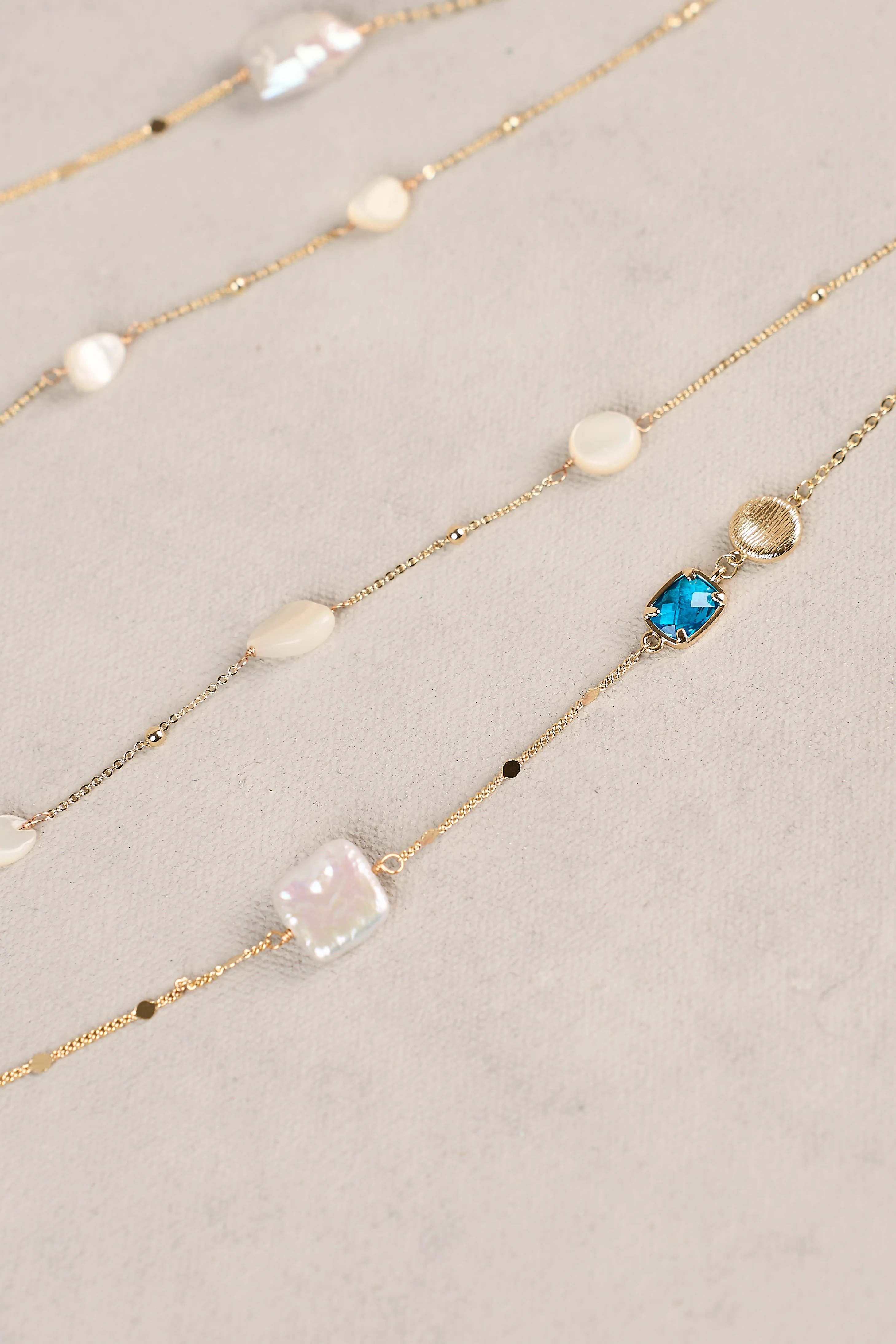 Pearl and Stone Layered Necklace - Multicolour - Image 6
