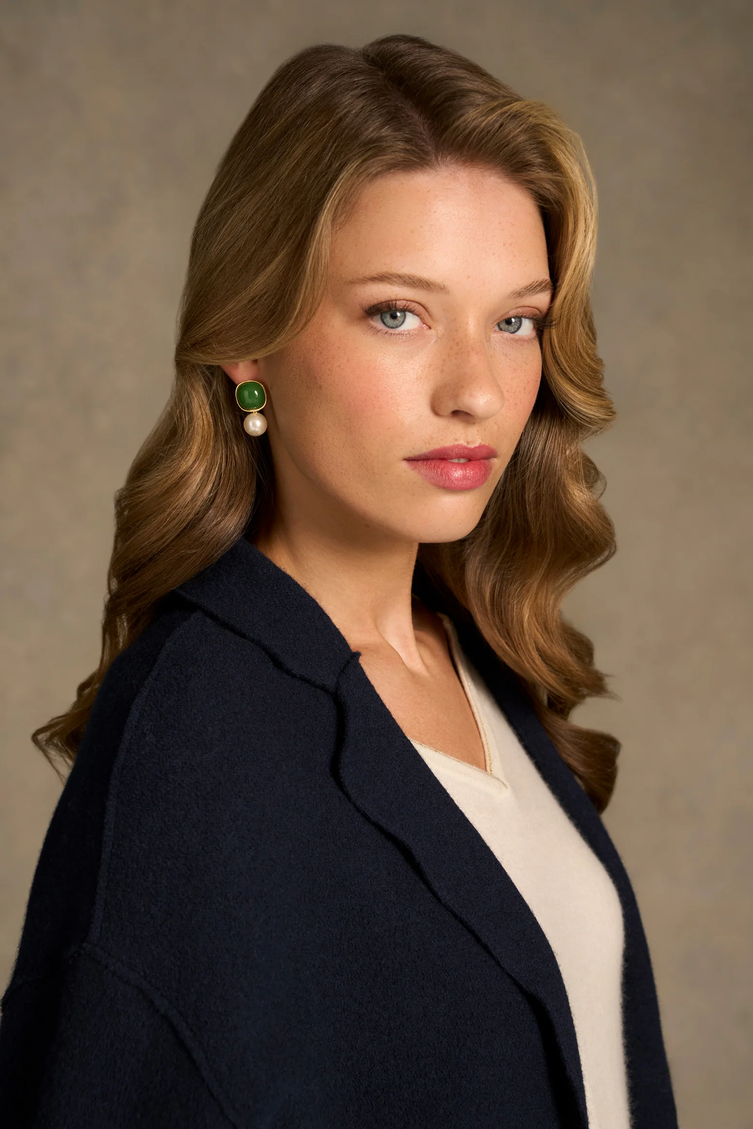 Pearl Drop Earrings - Green - Image 2