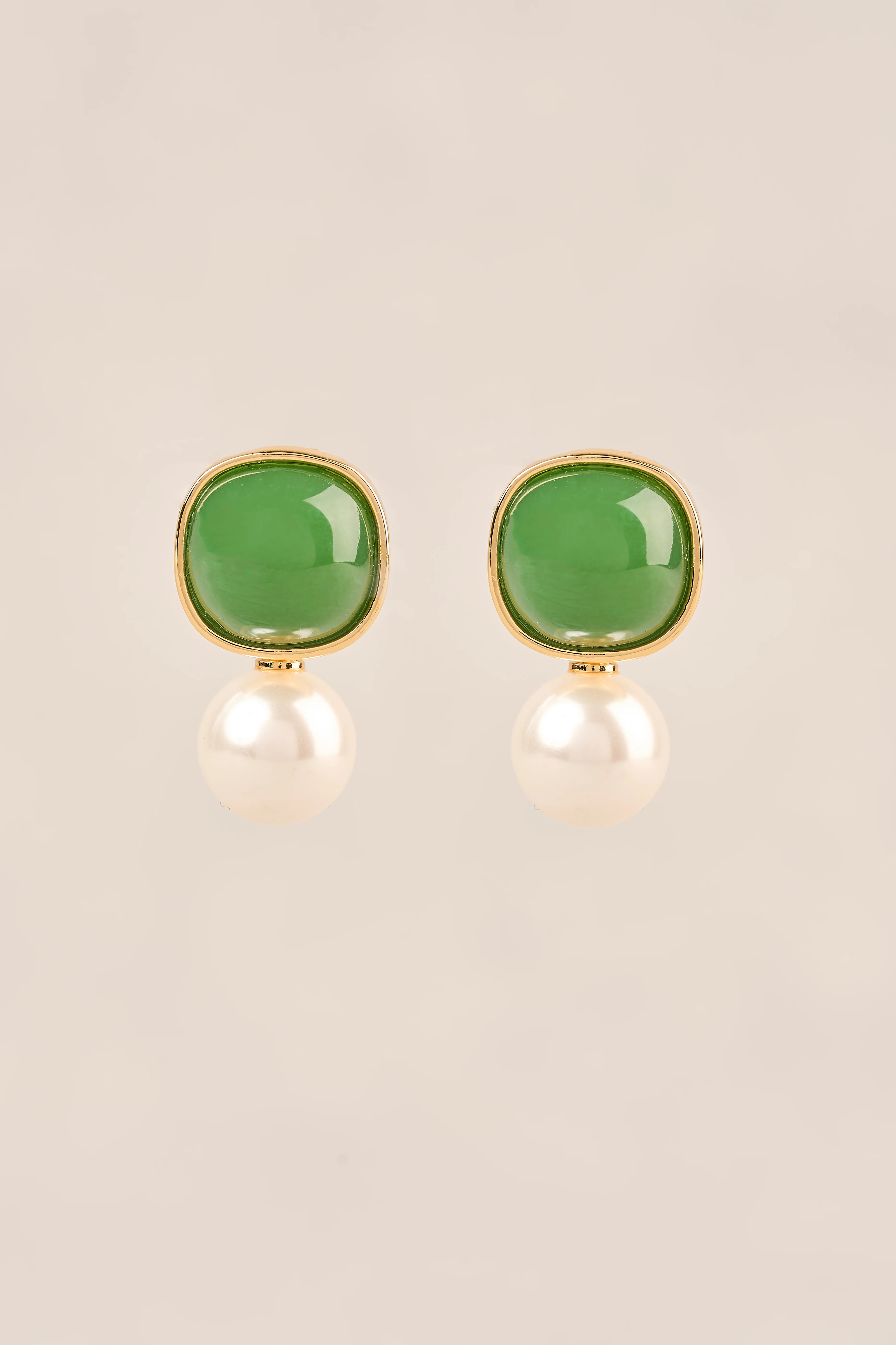 Pearl Drop Earrings - Green - Image 3