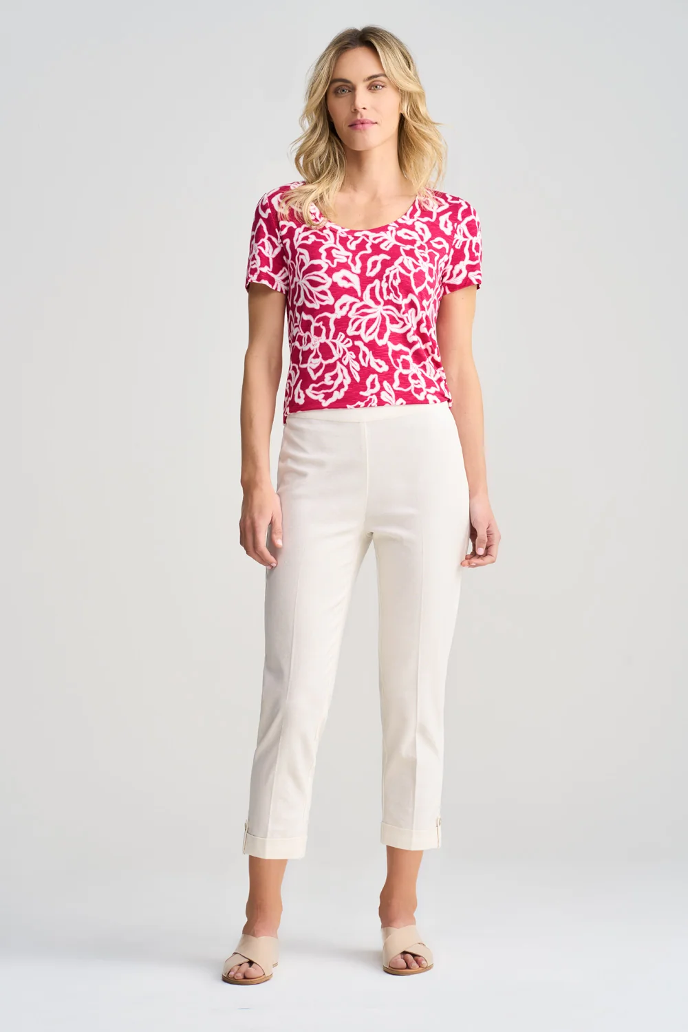 7/8 Tapered Pant with Cuff - Cream
