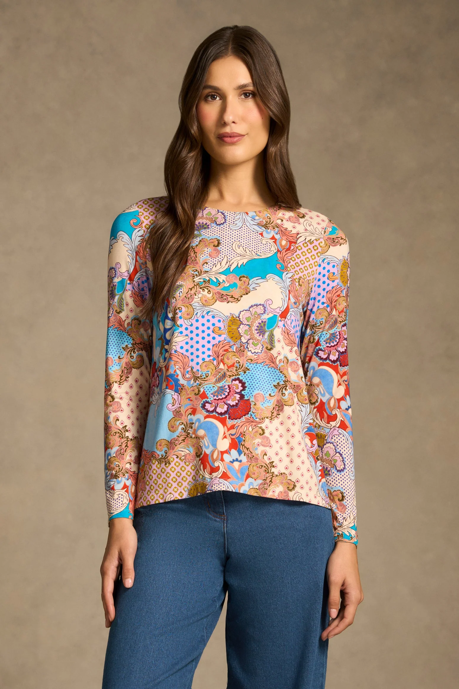 Double Layer Long Sleeve T-Shirt - Rococo Reverie Print