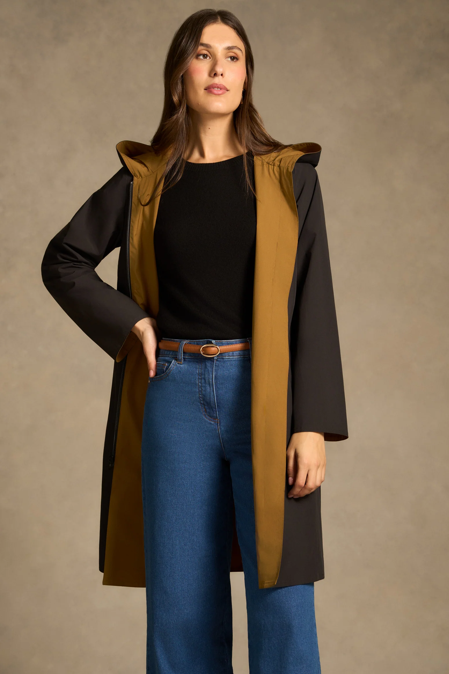 Reversible Raincoat - Tobacco / Black - Image 5