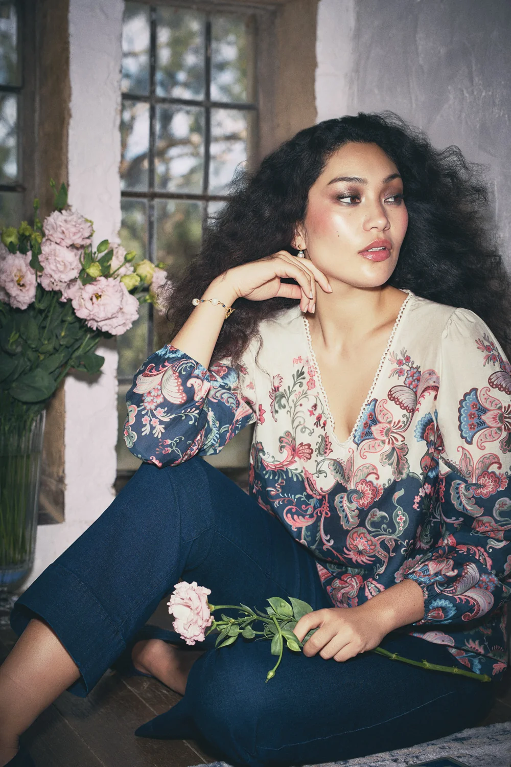 Placement Print Blouse - Tapestry Print - Image 2