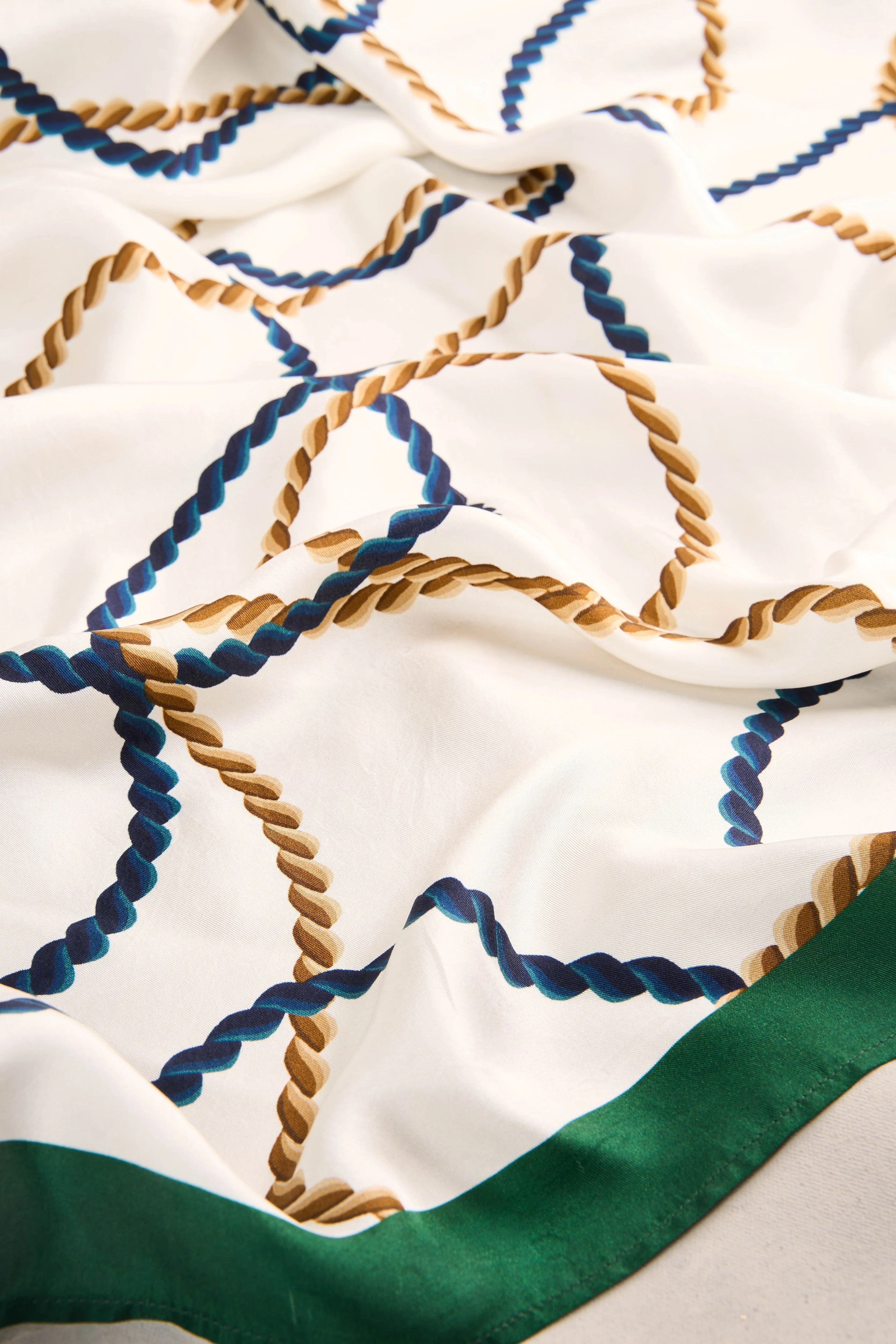 Rope Print Square Scarf - Cream - Image 4