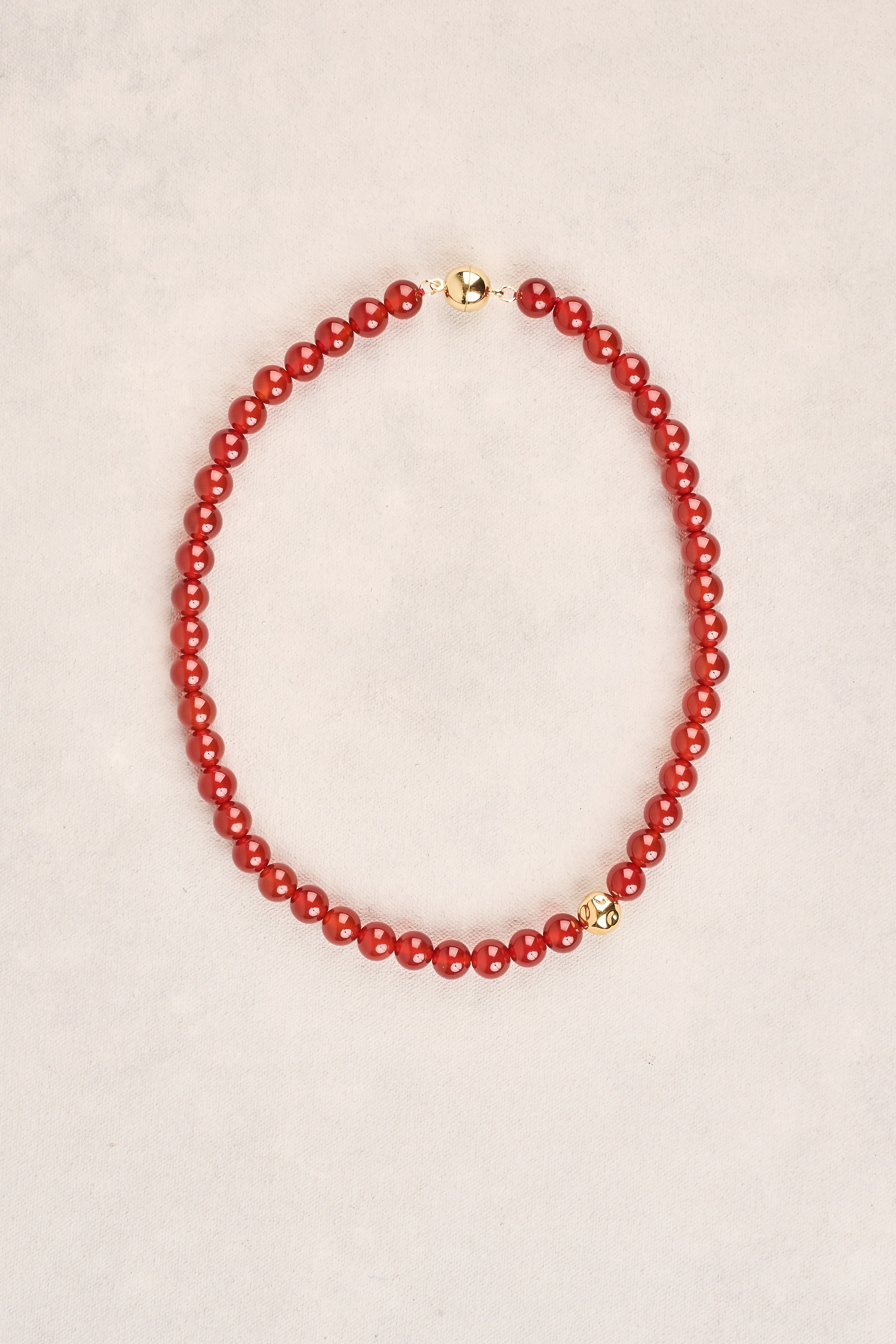 Round Beaded Necklace - Red - Image 5