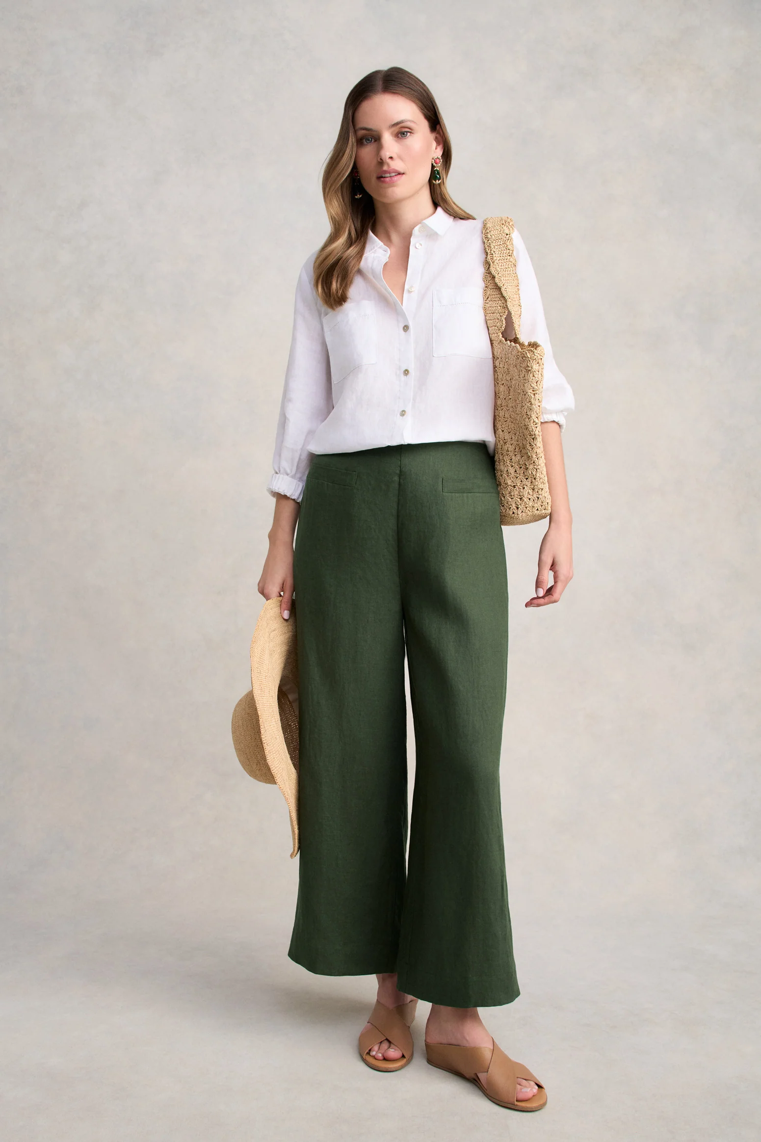 7/8th French Linen Pant - Dark Khaki - Image 3