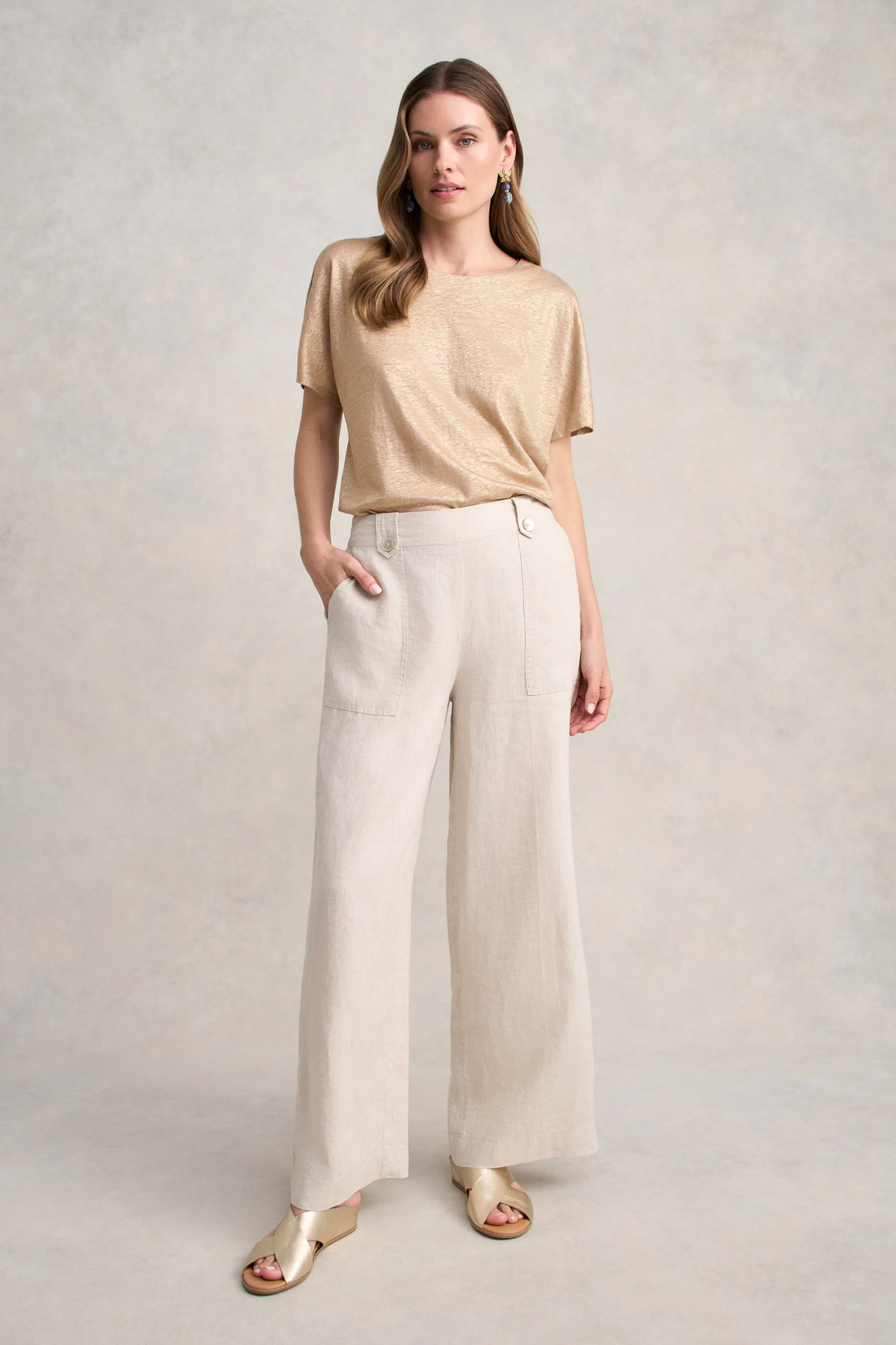 Gold Foil Linen Tee - Soft Gold - Image 2
