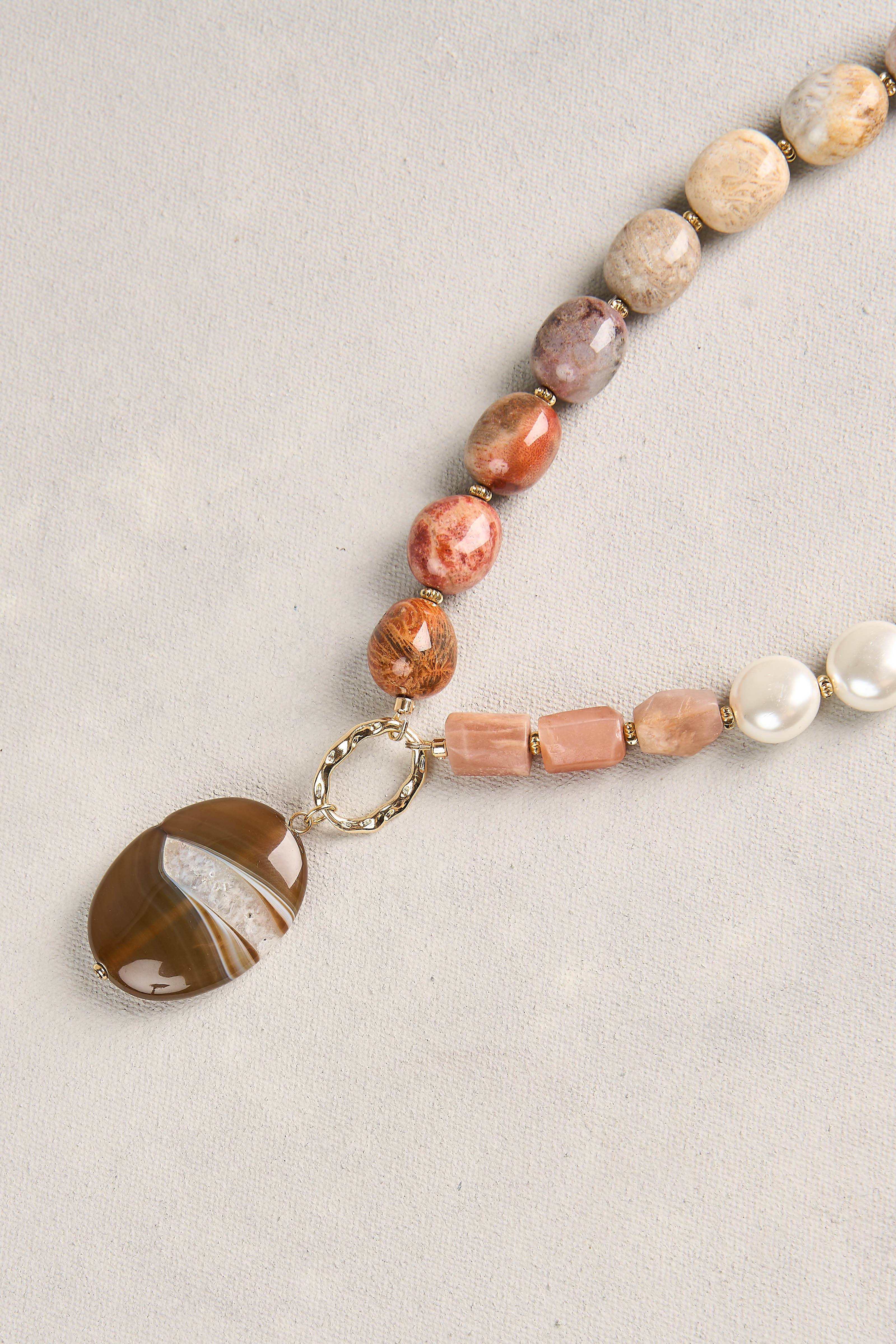Semi Precious Pendant Necklace - Neutral - Image 4