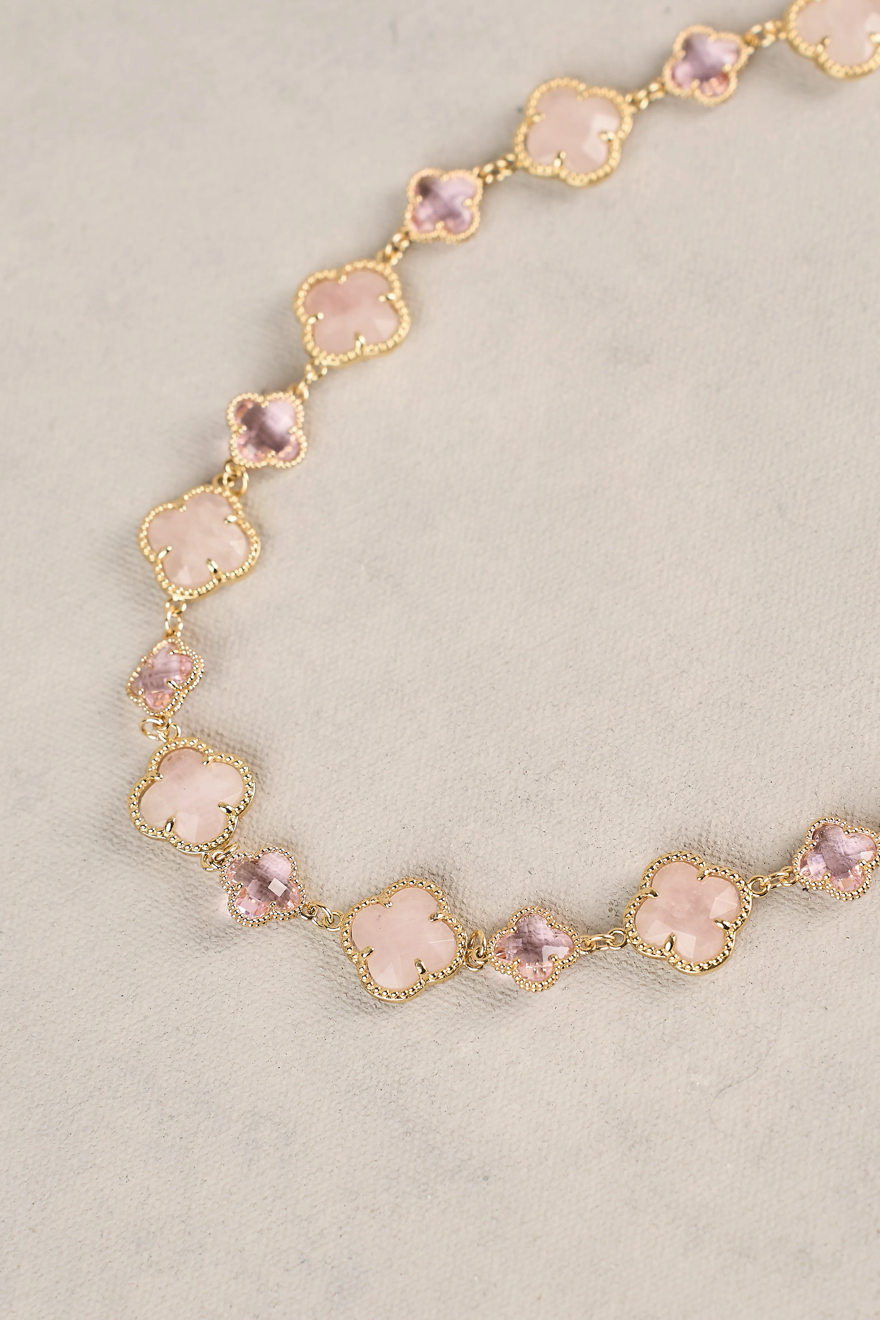 Short Clover Necklace - Light Pink - Image 5