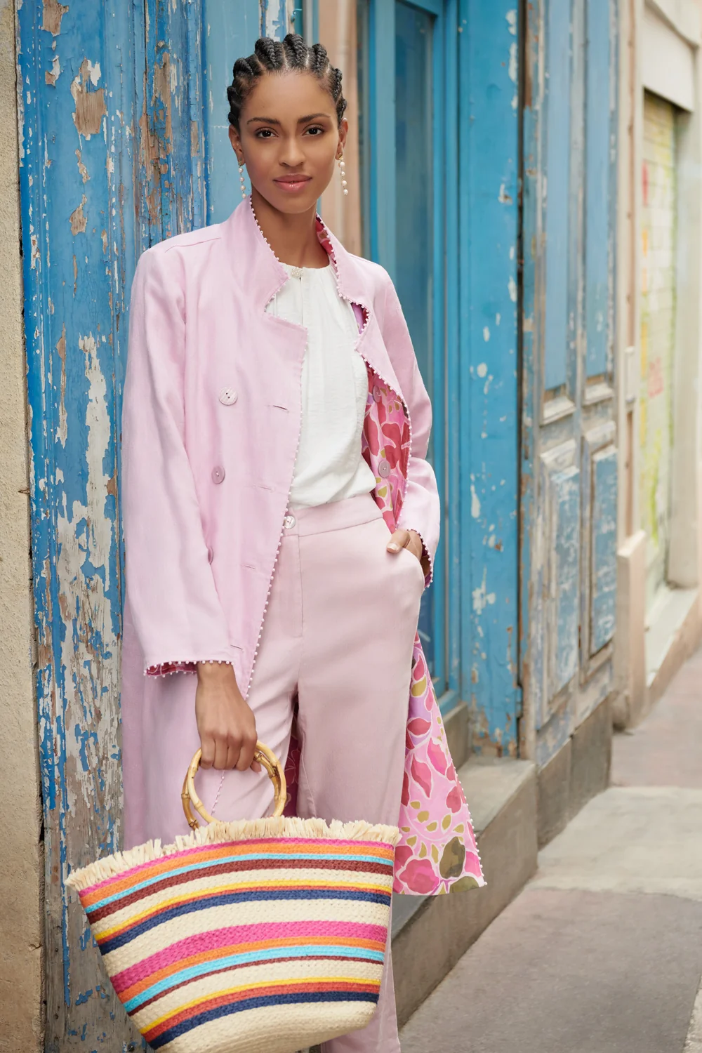 Tab Detail Linen Pant - Pink Lilac - Image 7