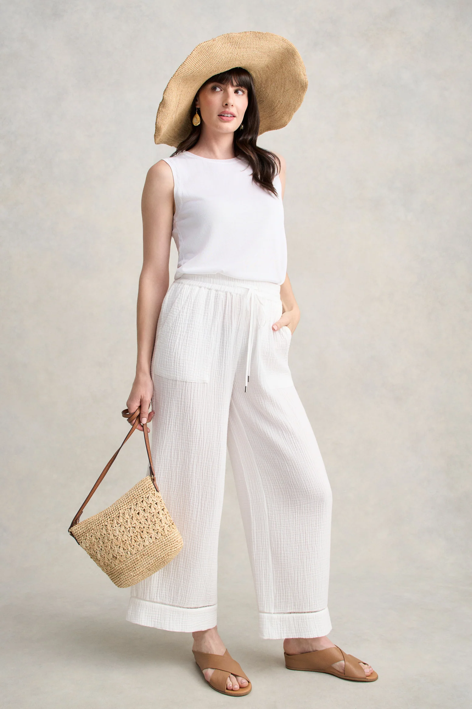 Cheesecloth Resort Pant - White - Image 3