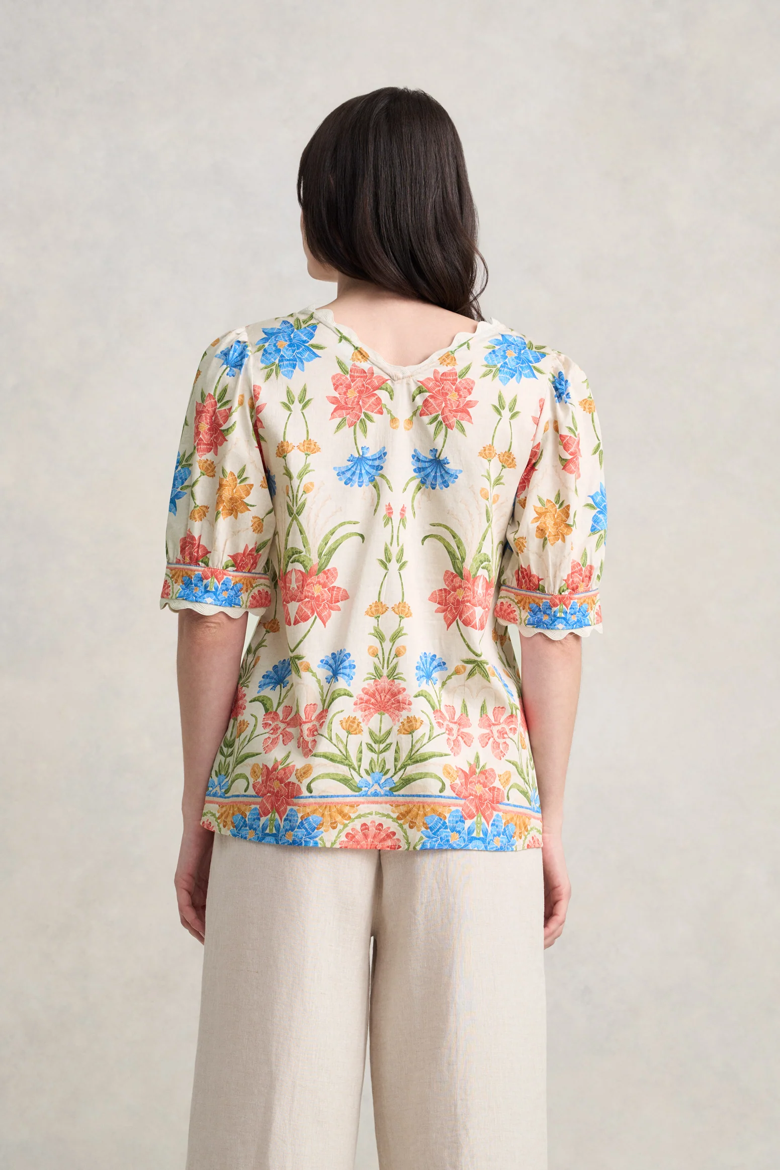Scallop Detail Blouse - Paradise Print - Image 5