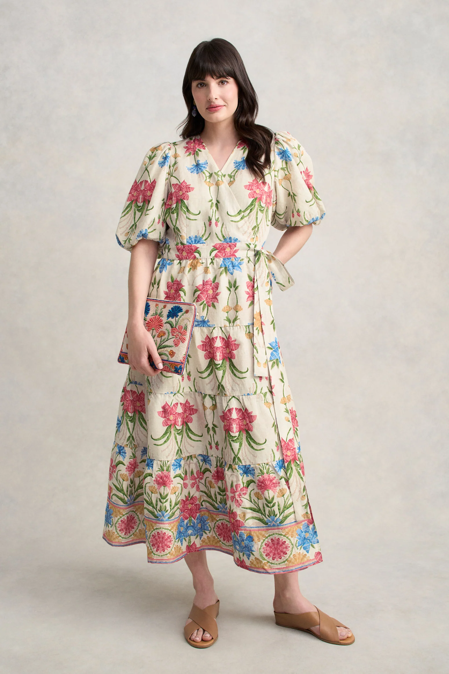 Tiered Wrap Dress- Paradise Print - Image 3
