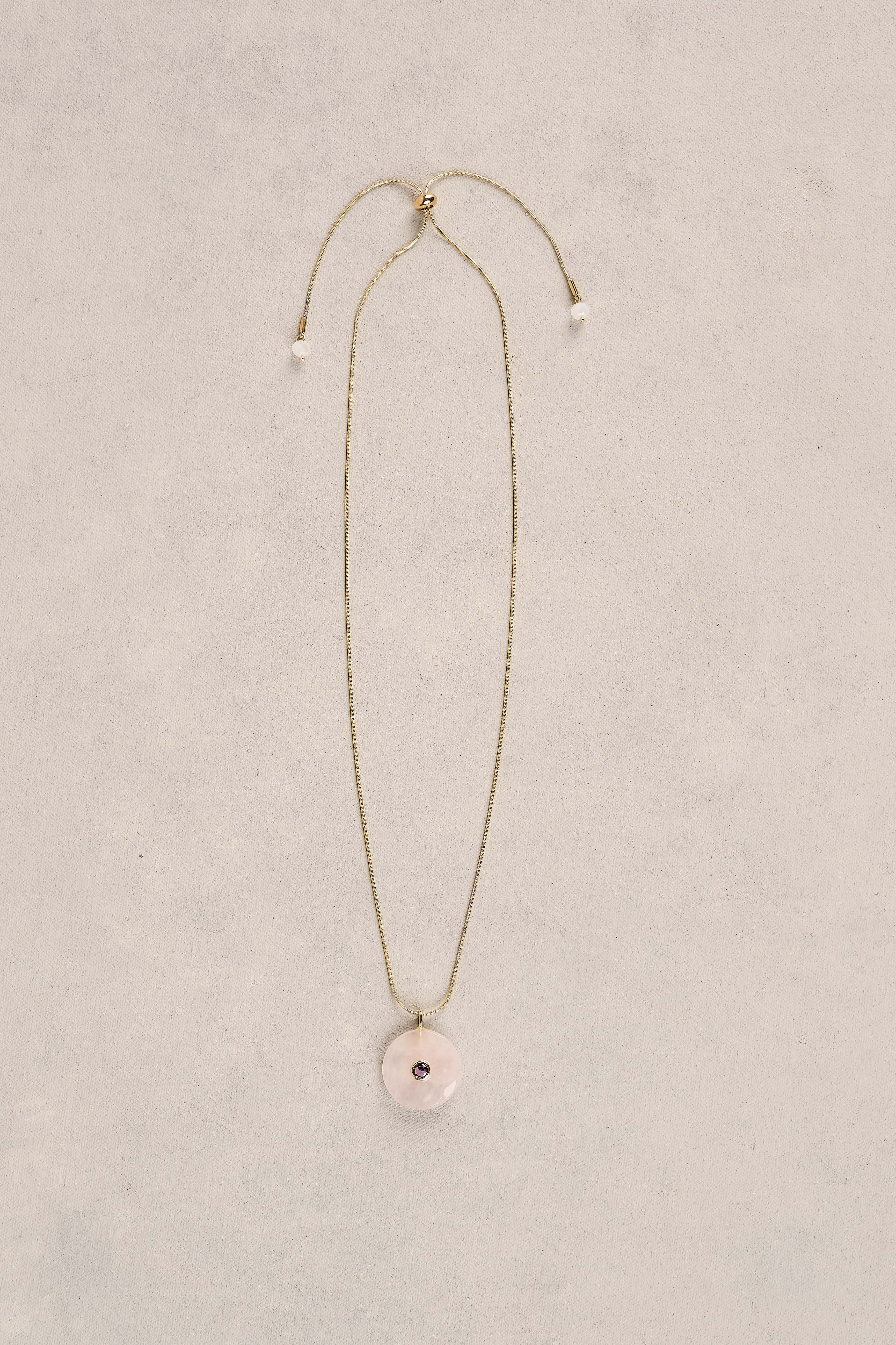 Stone Pendant Necklace - Light Pink - Image 3