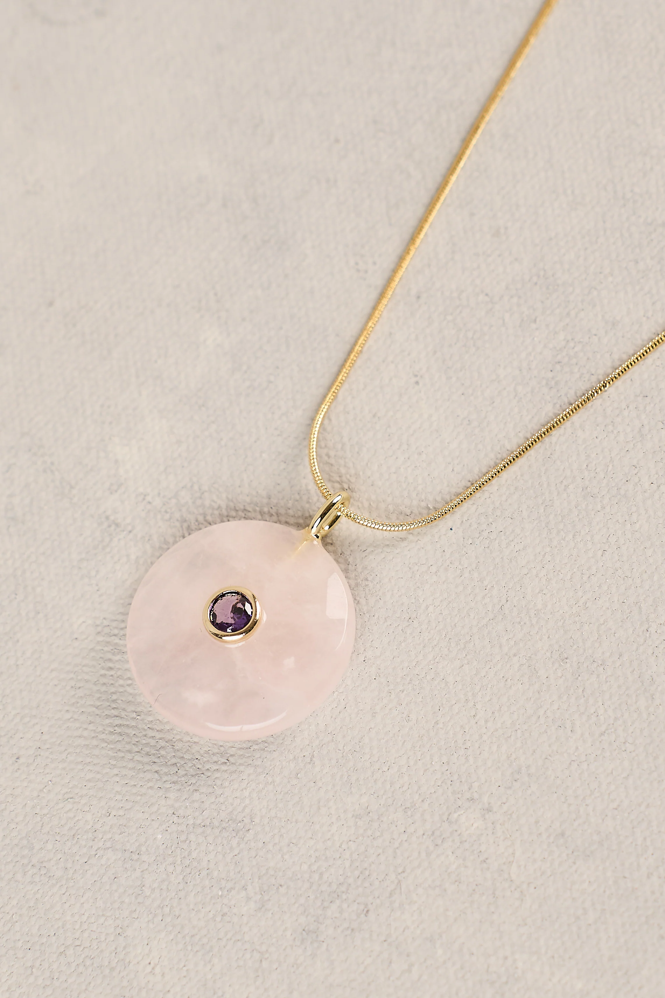 Stone Pendant Necklace - Light Pink - Image 5