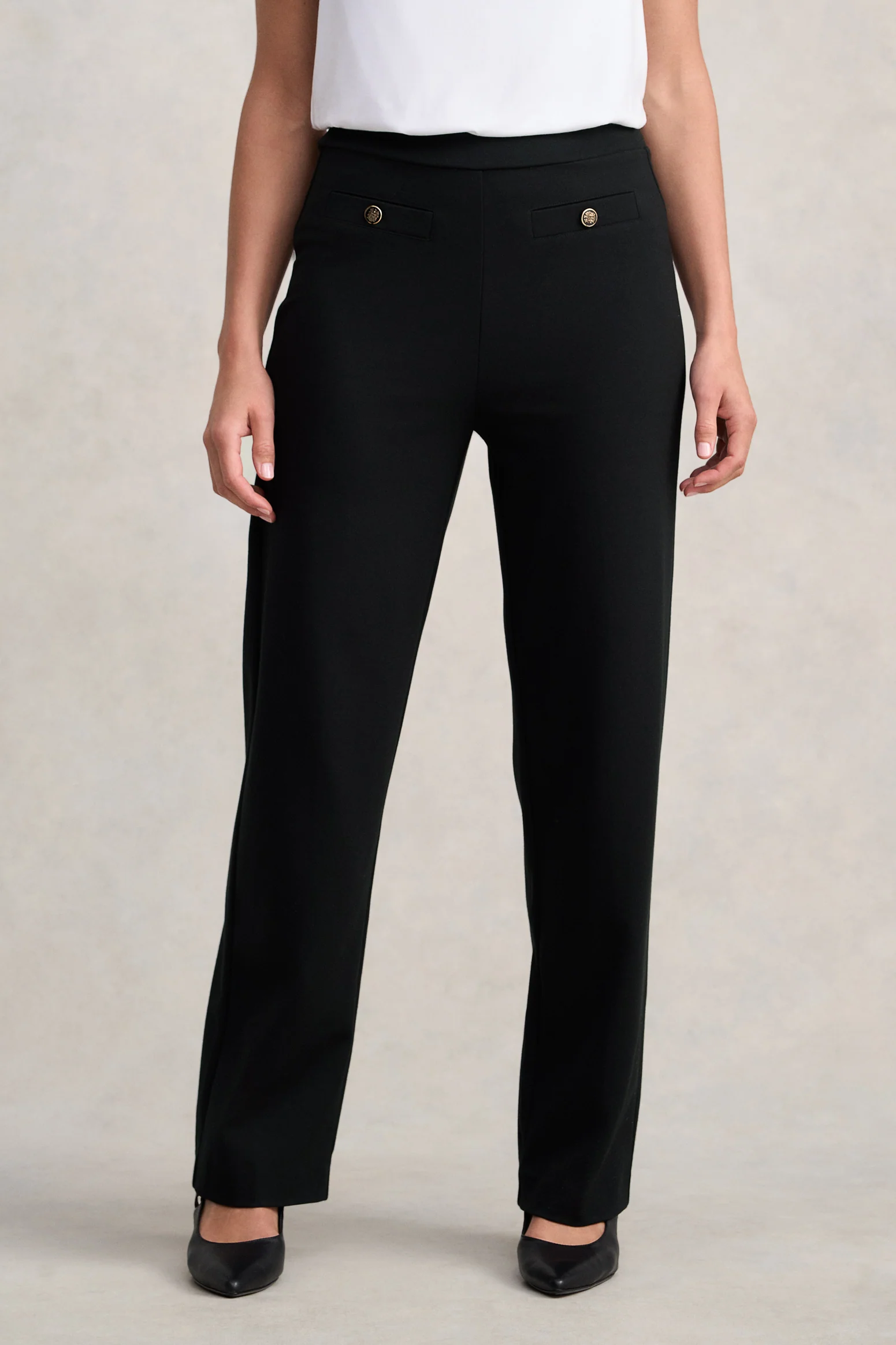 Straight Leg Ponte Pant - Black