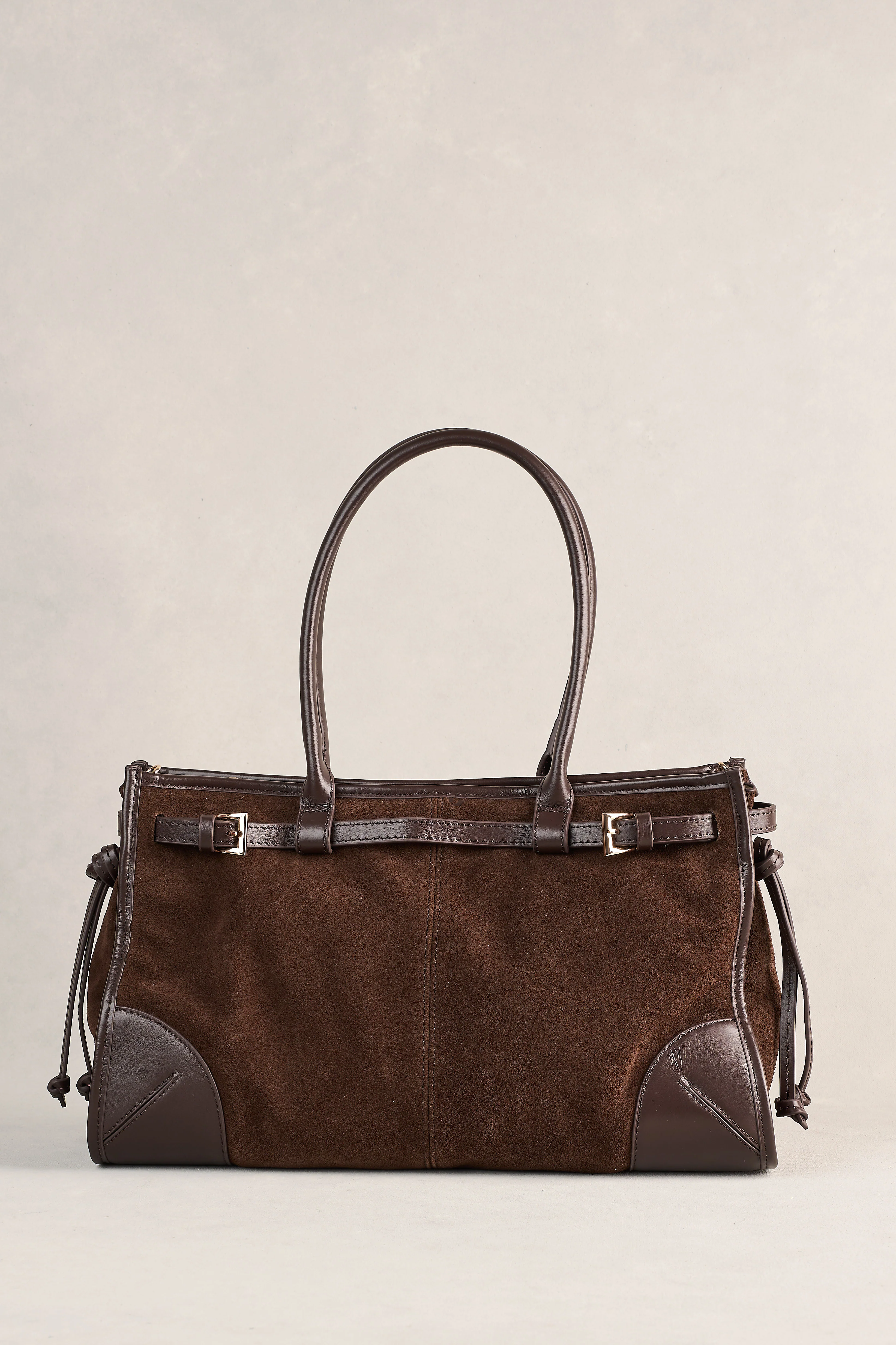 Suede Tote Bag - Chocolate - Image 4