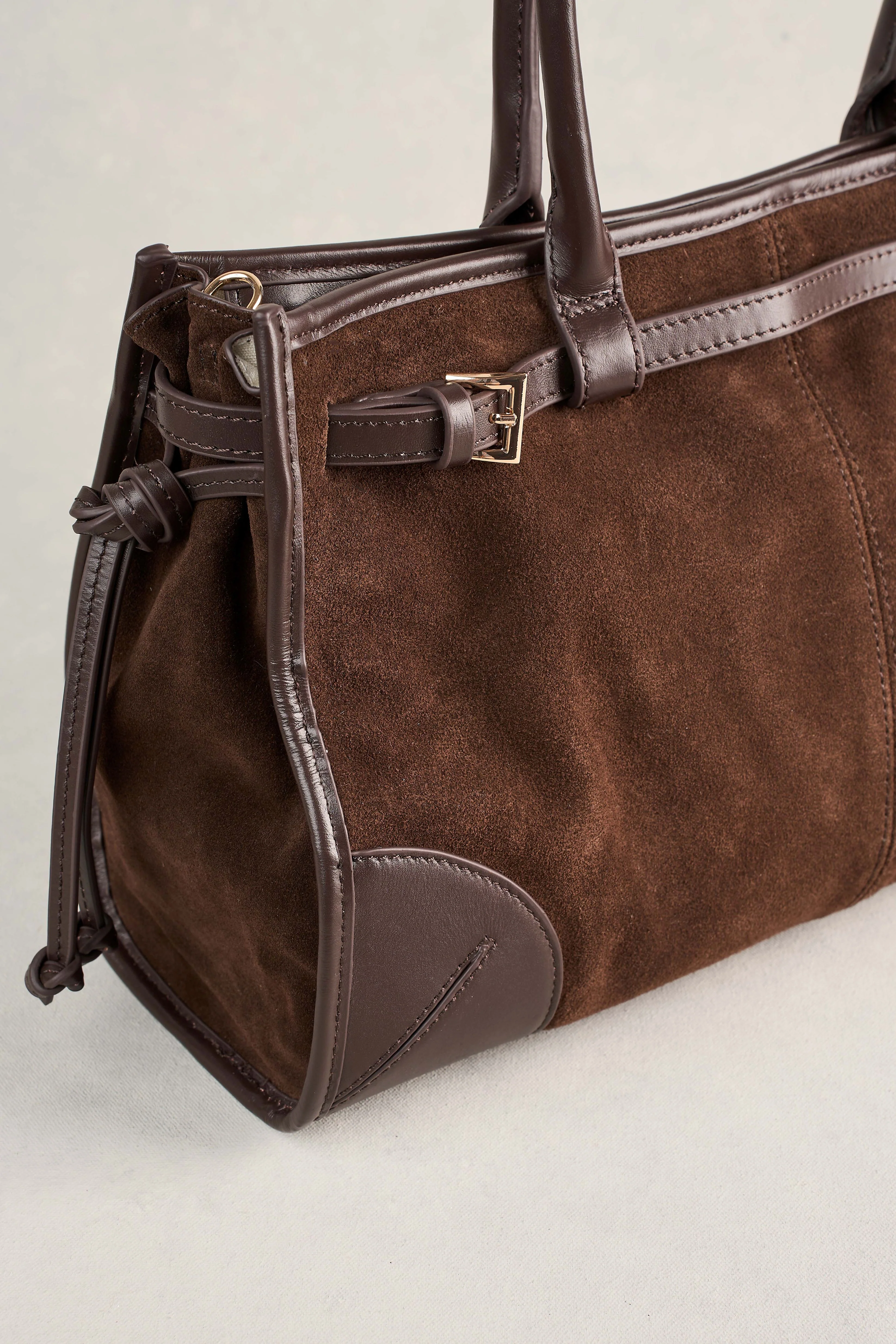 Suede Tote Bag - Chocolate - Image 5
