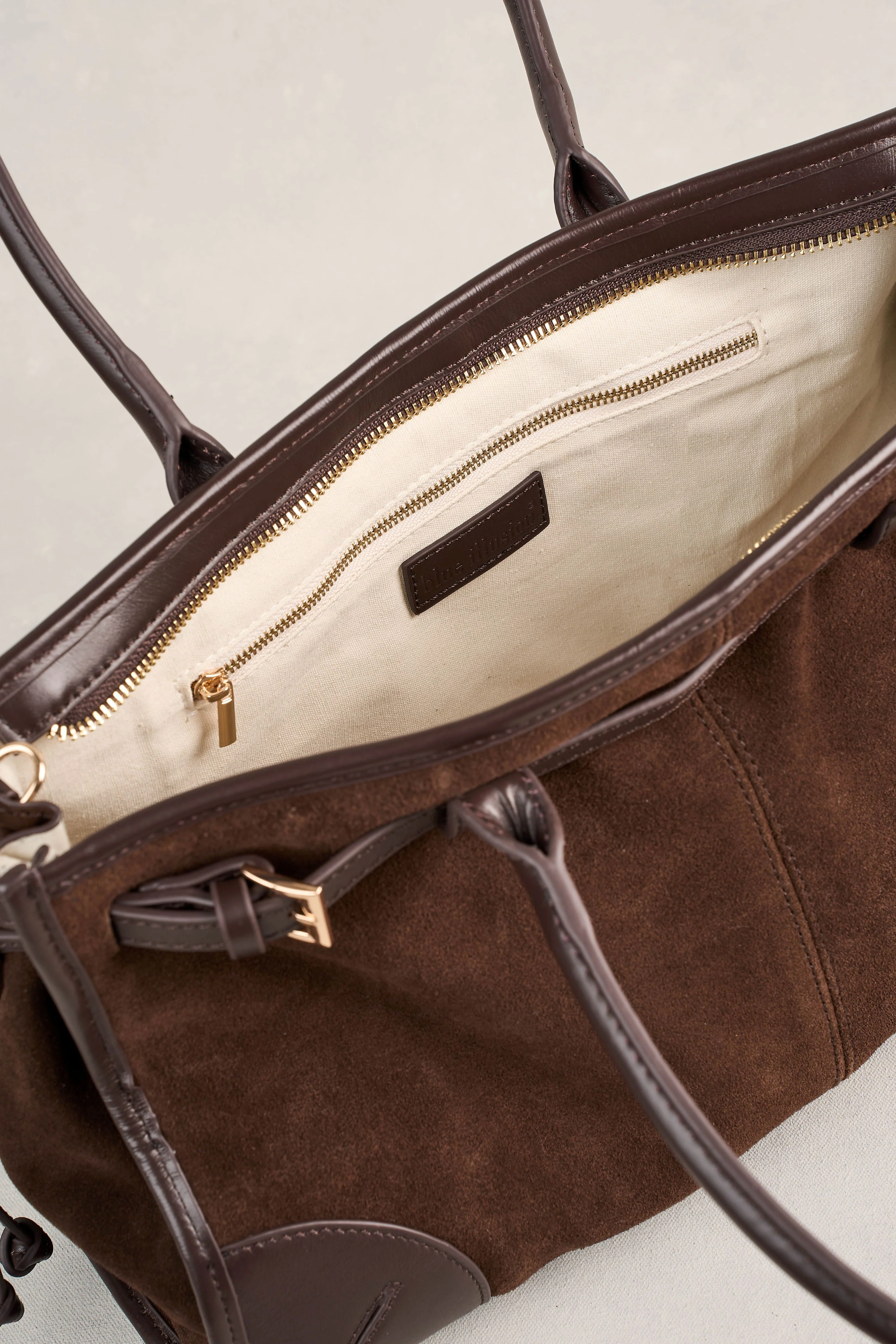 Suede Tote Bag - Chocolate - Image 7