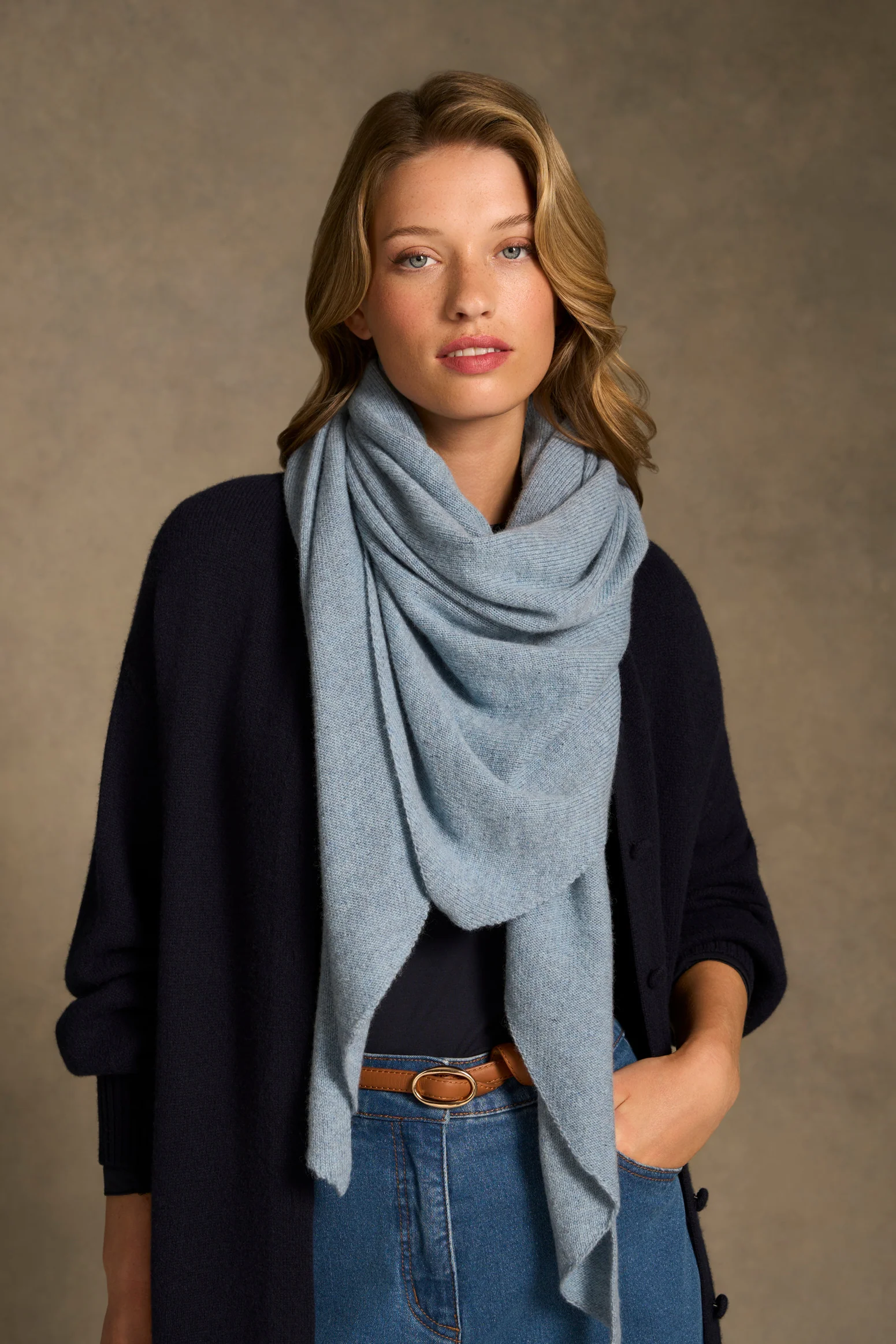 Triangle Wool Scarf - Light Blue
