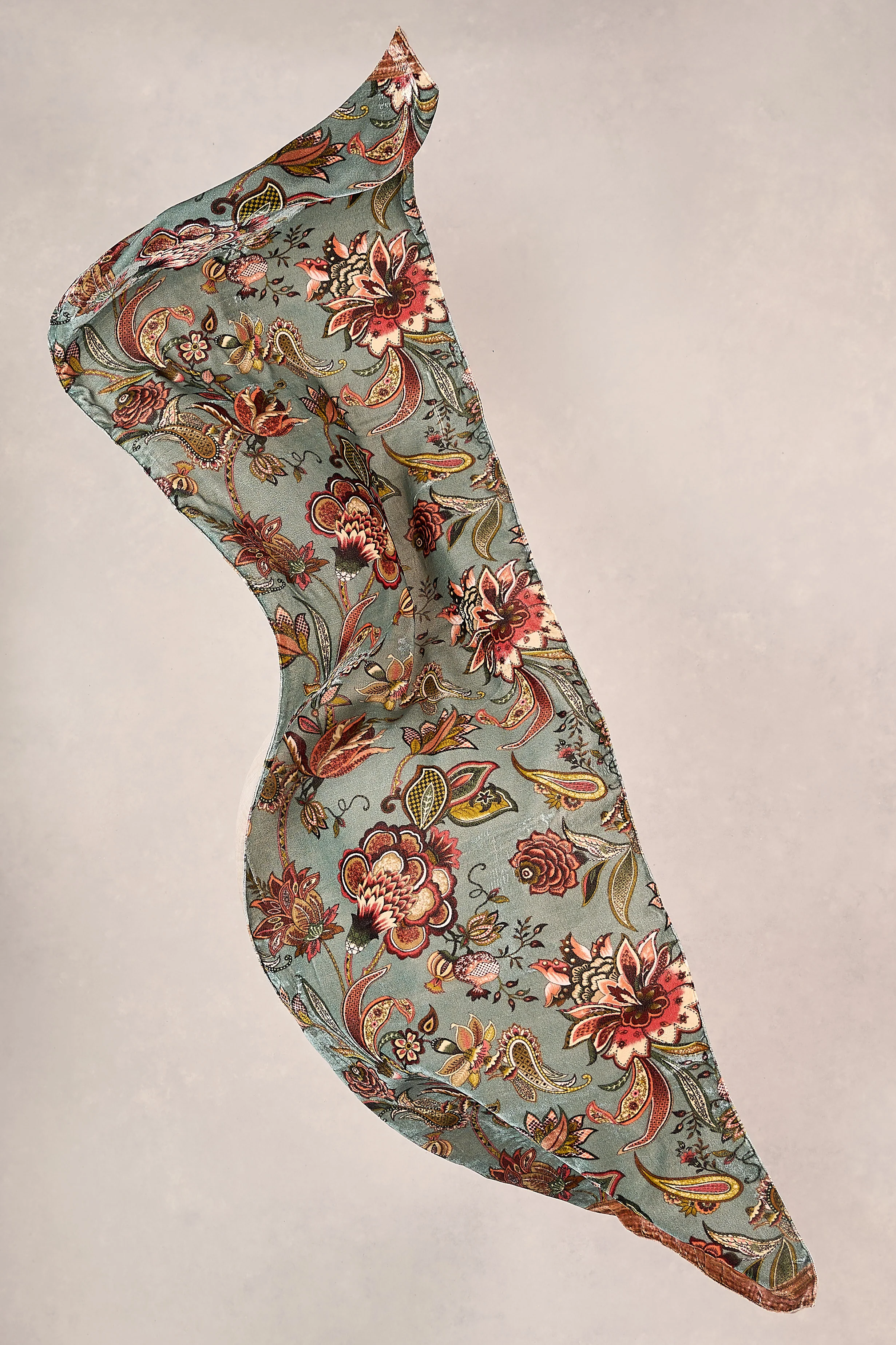 Velvet Floral Scarf - Multicolour