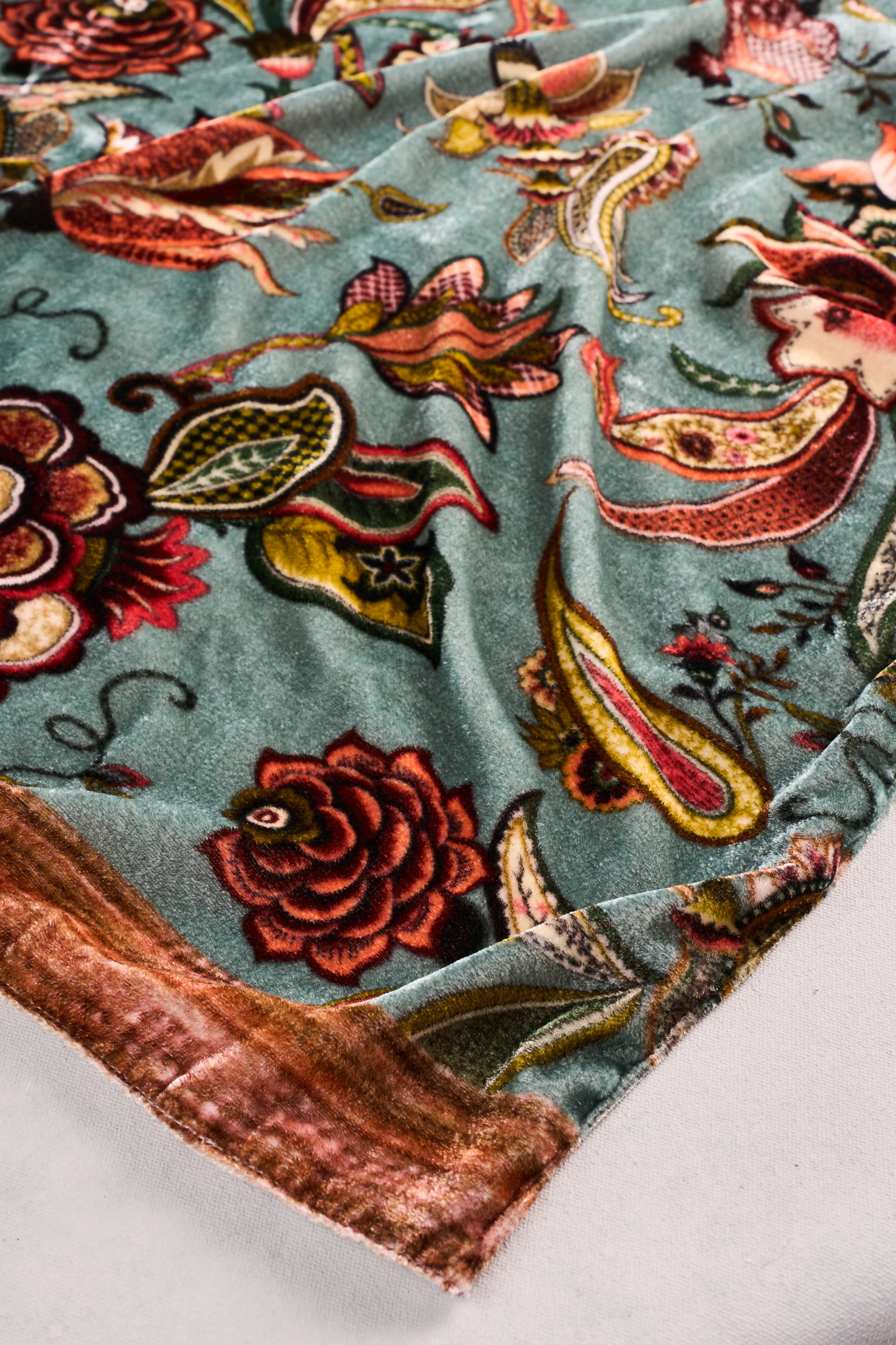 Velvet Floral Scarf - Multicolour - Image 5