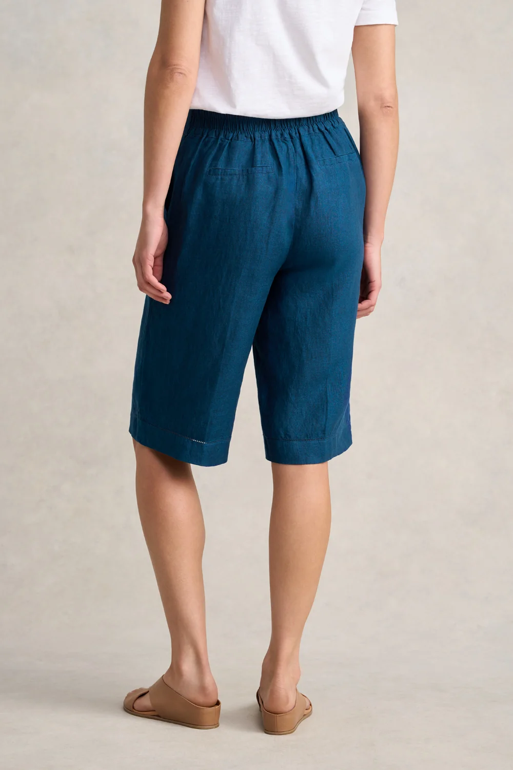 Waist Tab Linen Short - Navy Delave - Image 4