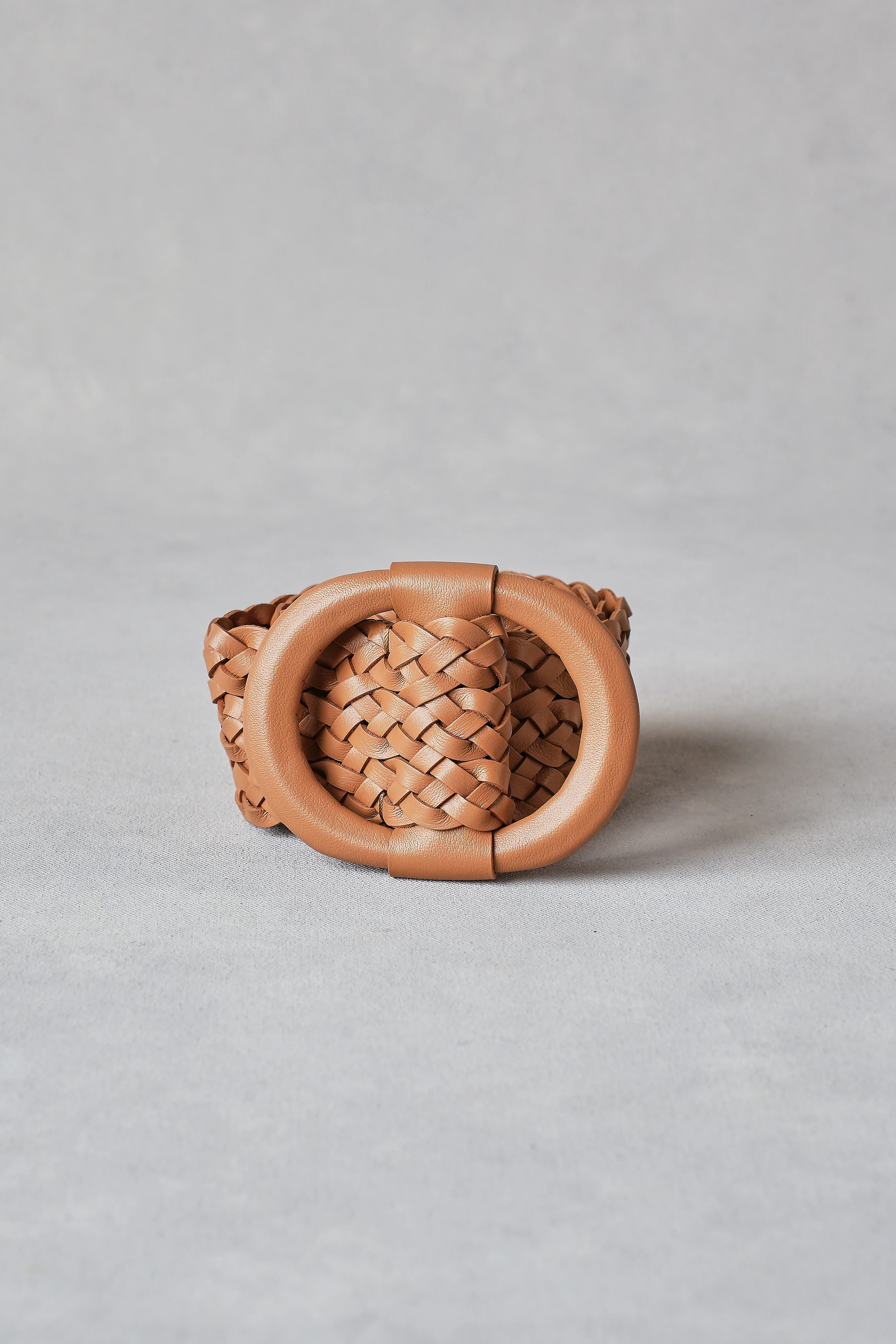 Woven Leather Belt – Light Tan - Image 3