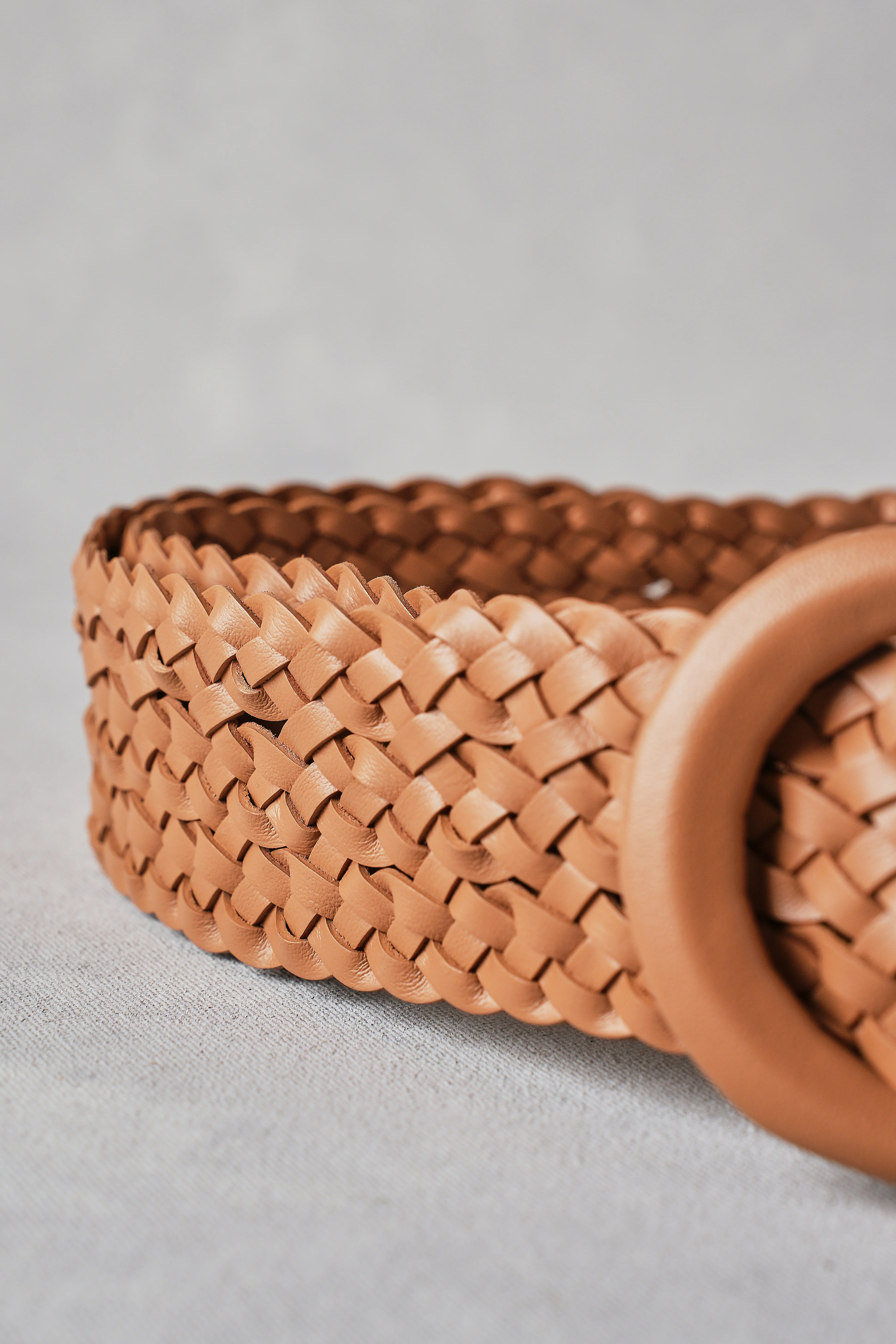 Woven Leather Belt – Light Tan - Image 4