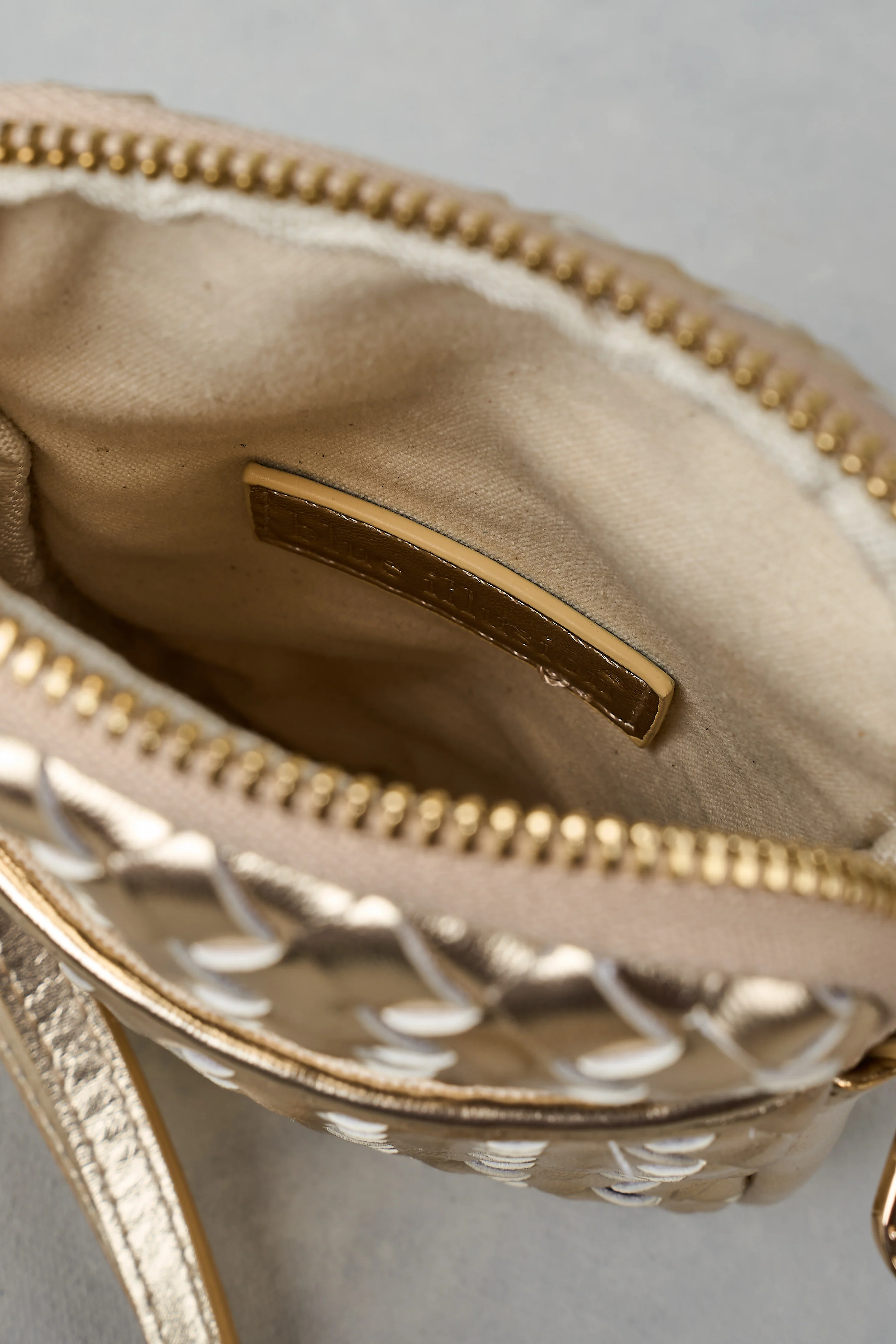 Woven Leather Phone Bag - Gold - Image 4