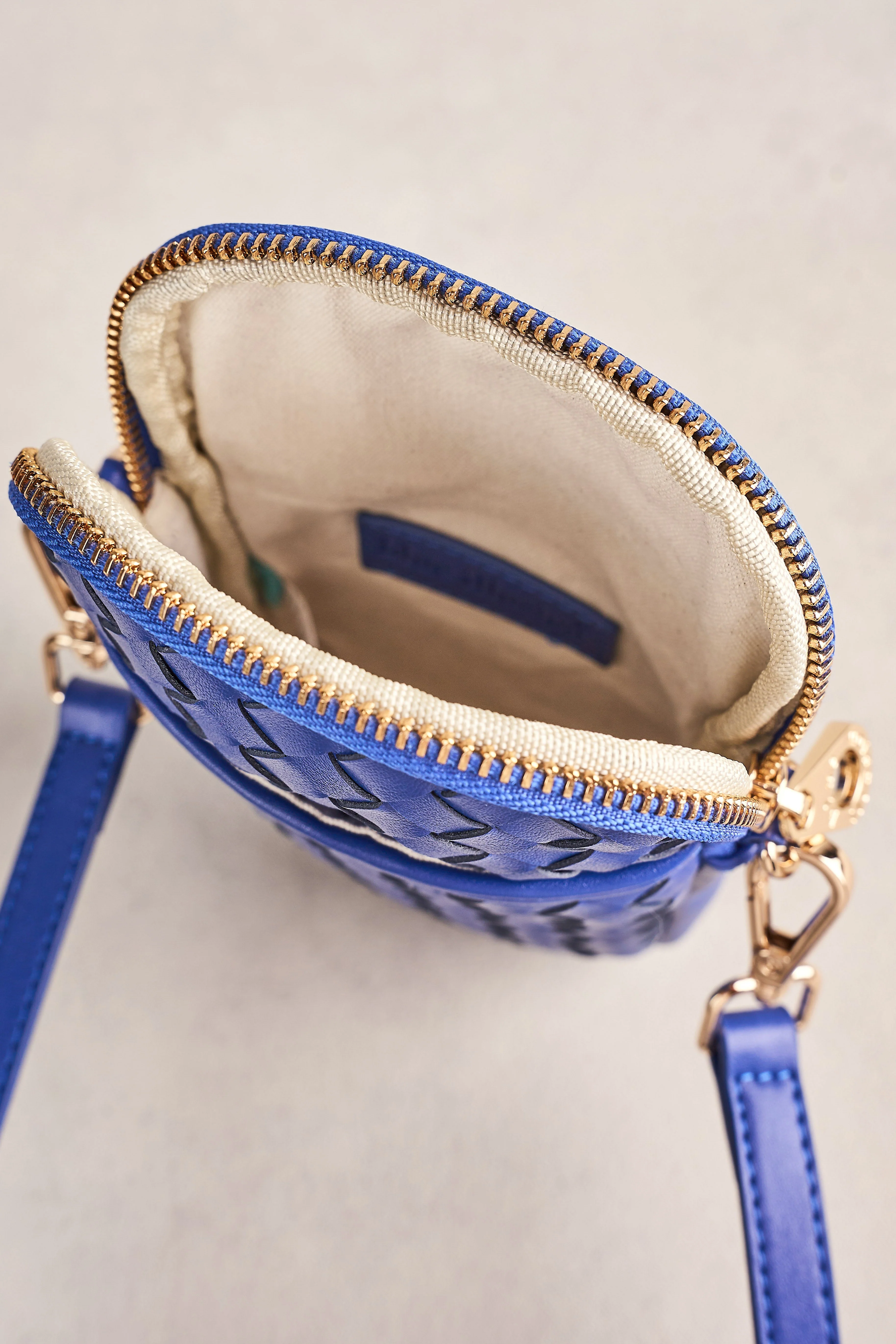 Woven Leather Phone Bag - Blue - Image 2