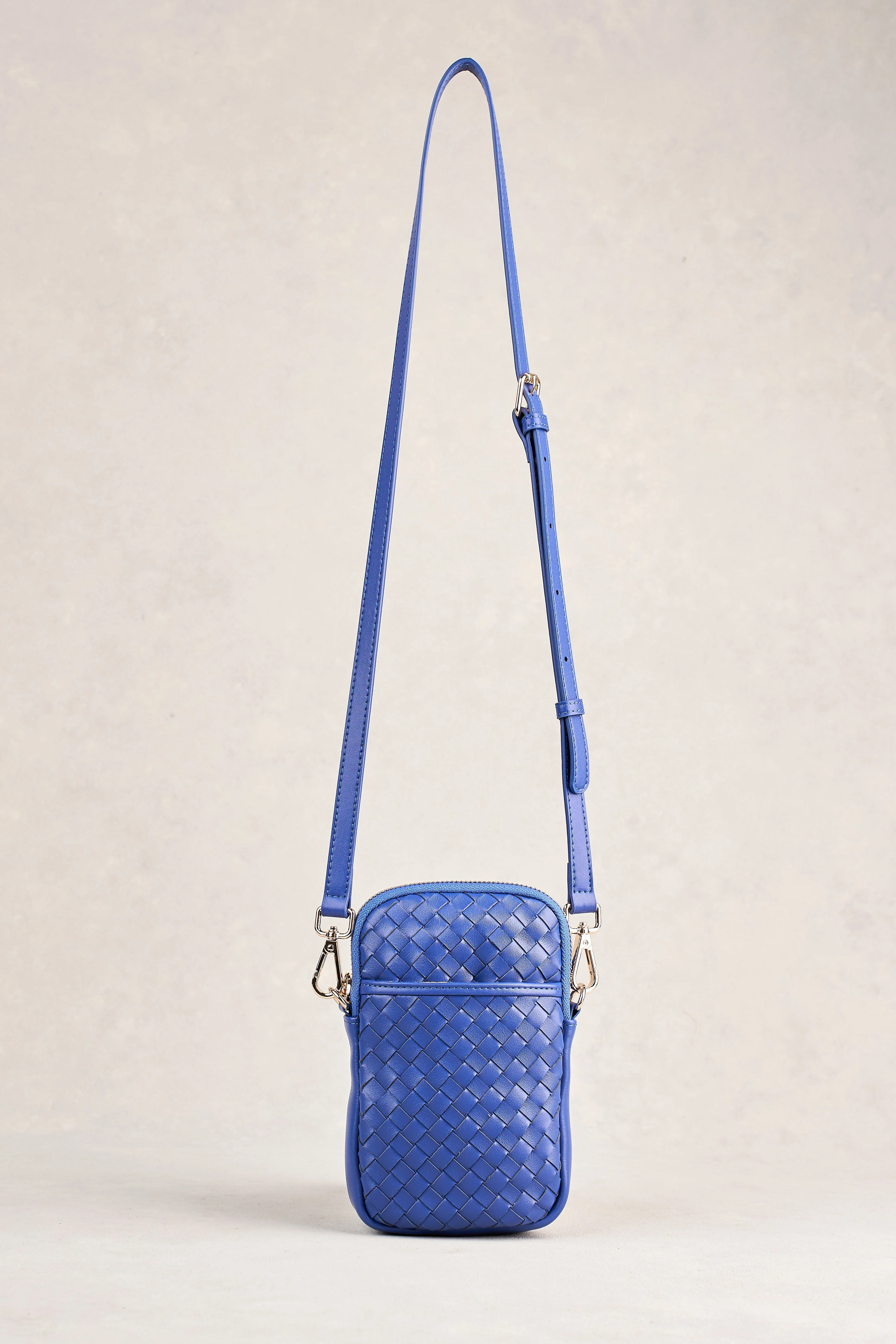 Woven Leather Phone Bag - Blue - Image 3