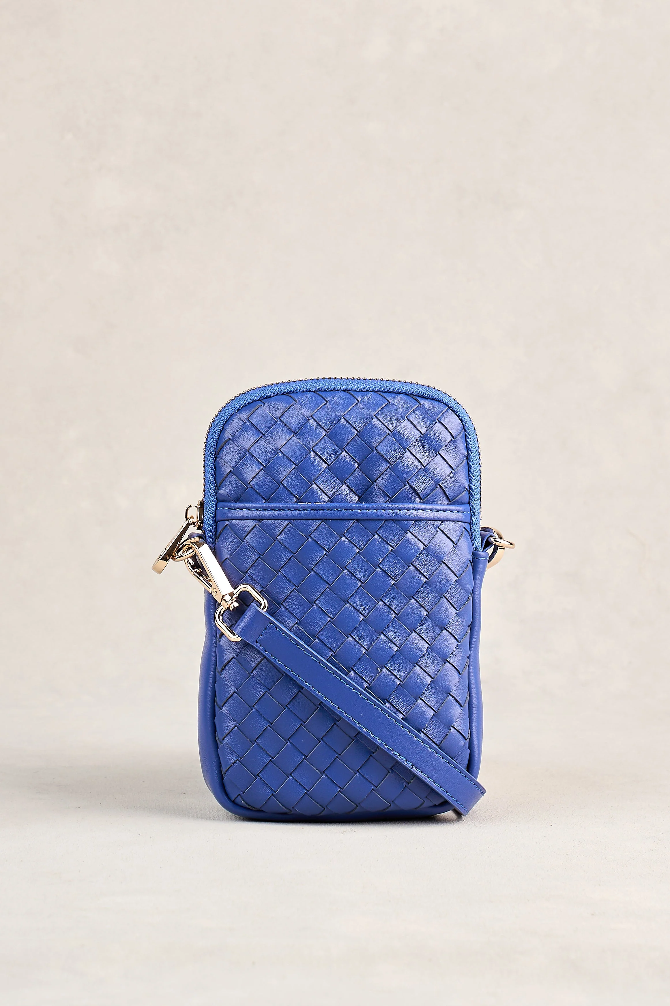 Woven Leather Phone Bag - Blue - Image 6