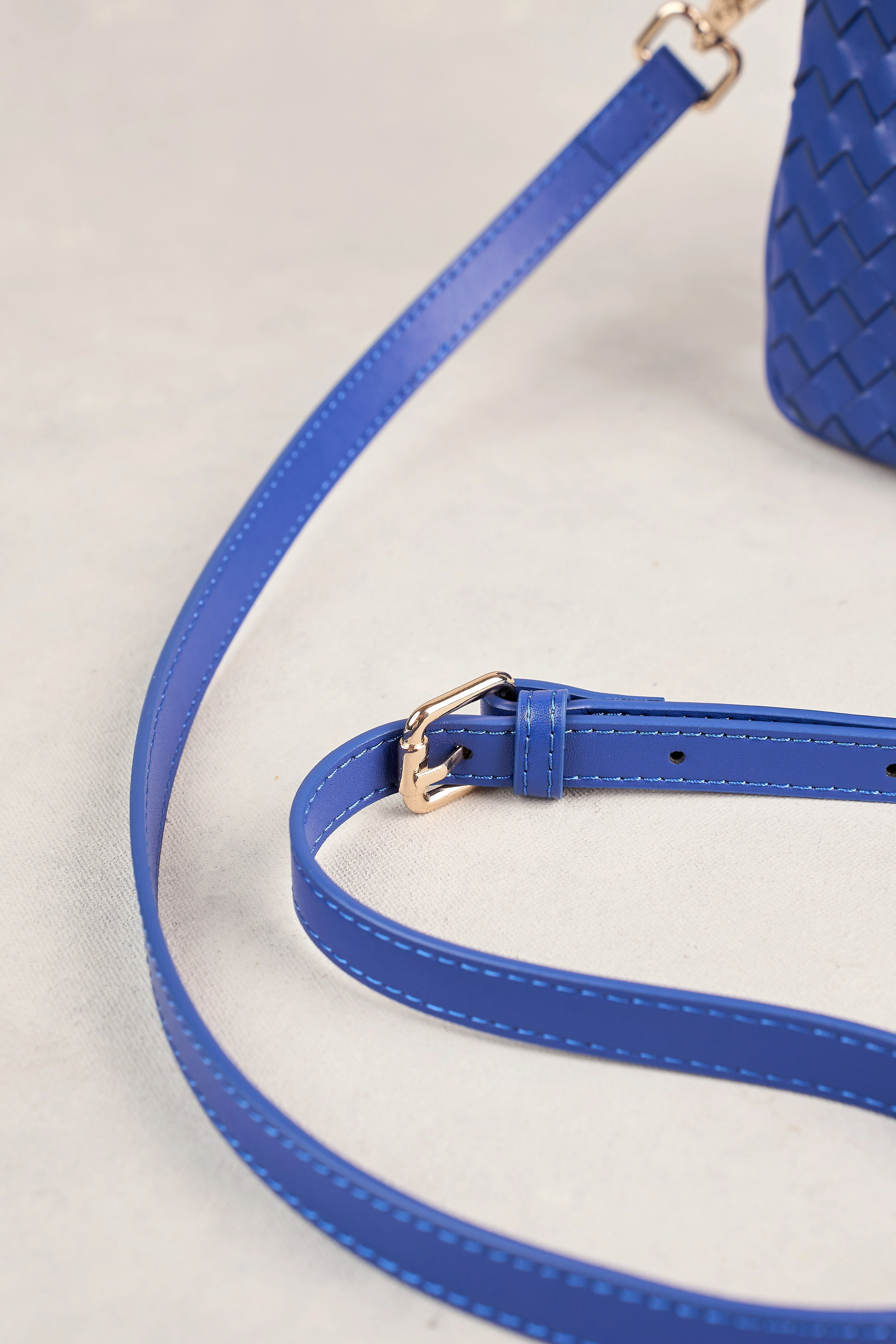 Woven Leather Phone Bag - Blue - Image 7