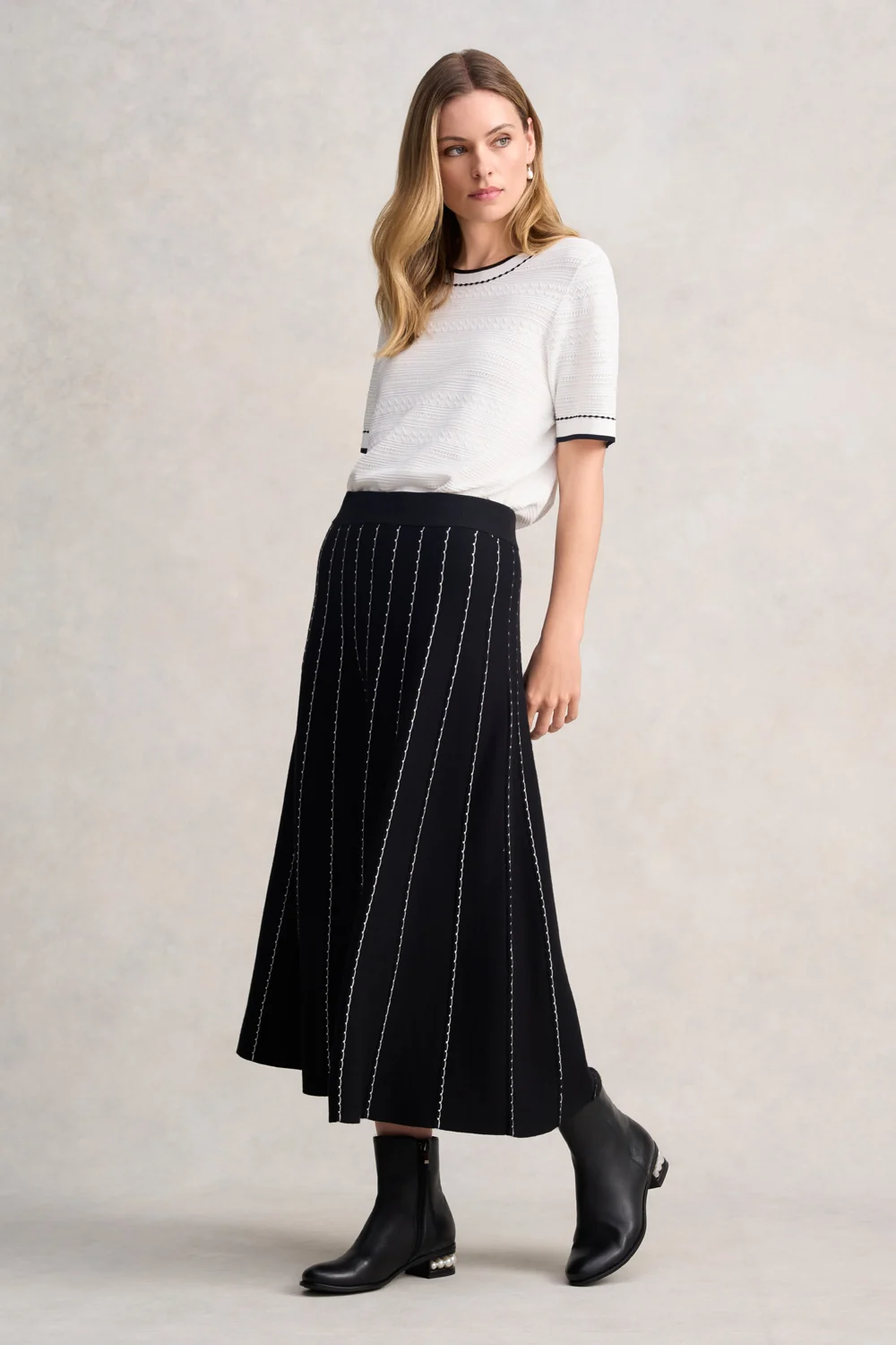 Knit Midi Skirt - Black - Image 5