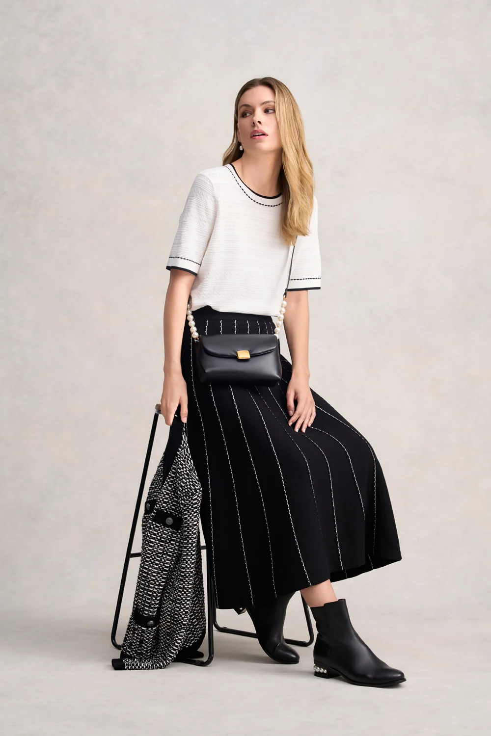 Knit Midi Skirt - Black - Image 6