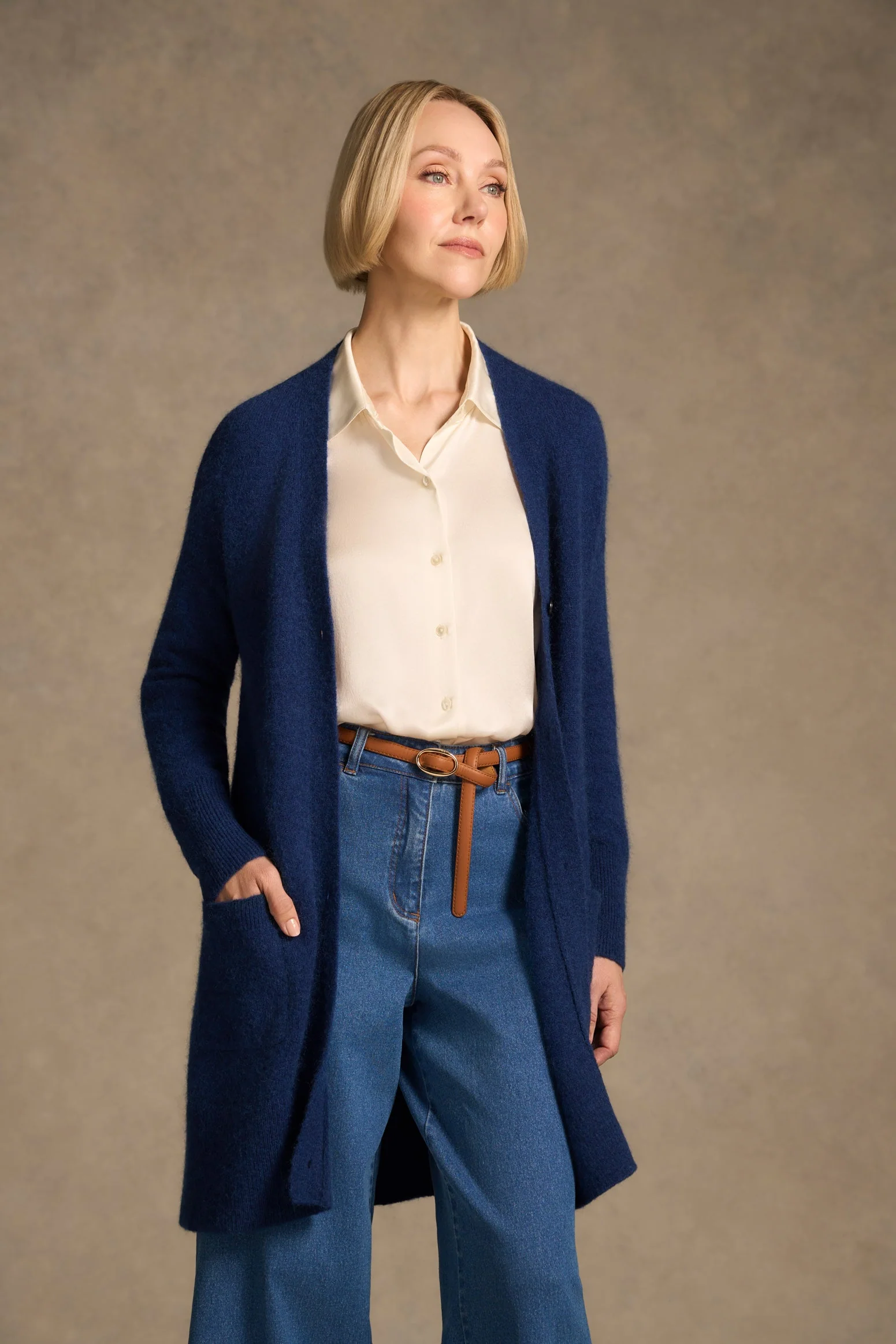 Button Through Mohair Cardigan - Midnight Blue - Image 5