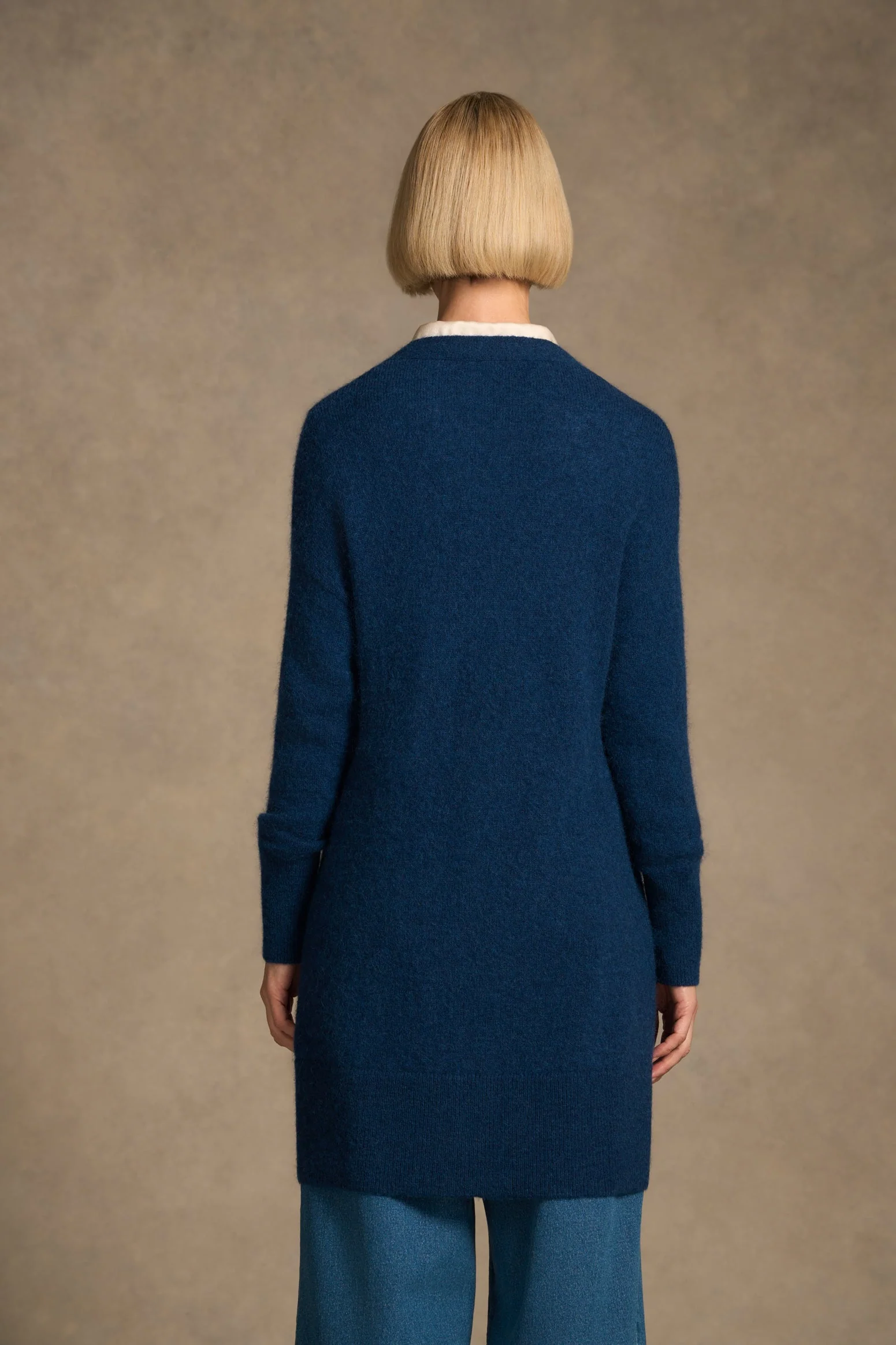 Button Through Mohair Cardigan - Midnight Blue - Image 6