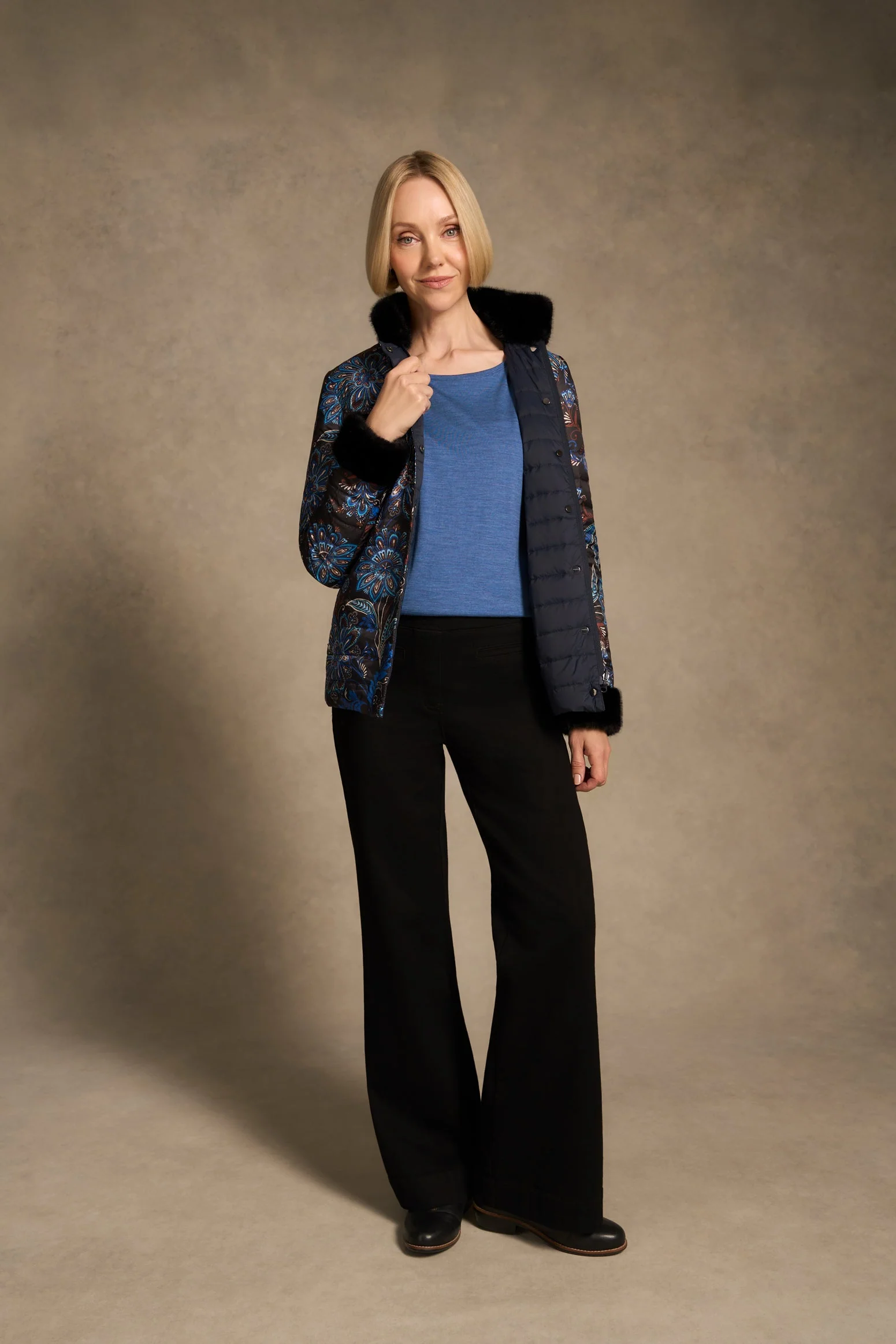 Shirred Cuff Merino Top - Bluebell Marle - Image 5