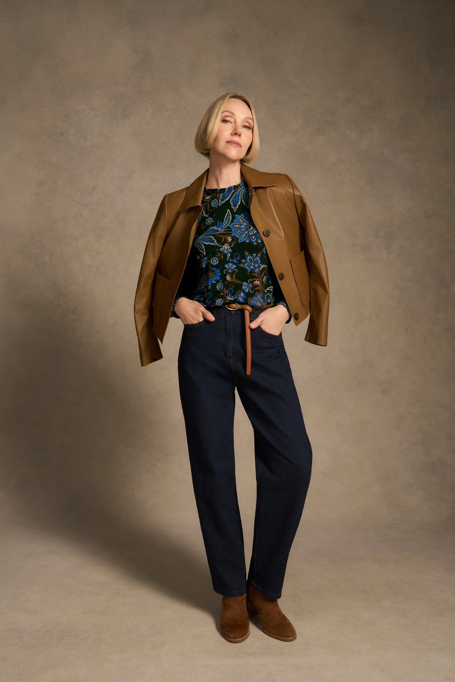 Soft Frill Detail Top - Indigo Chintz Print - Image 5