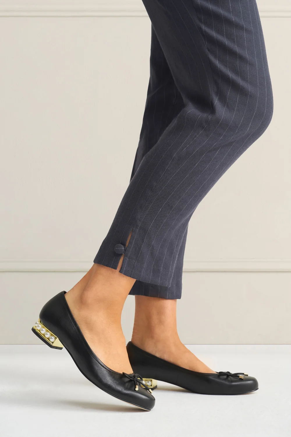 Tab Detail Linen Pant - Charcoal Pinstripe - Image 6