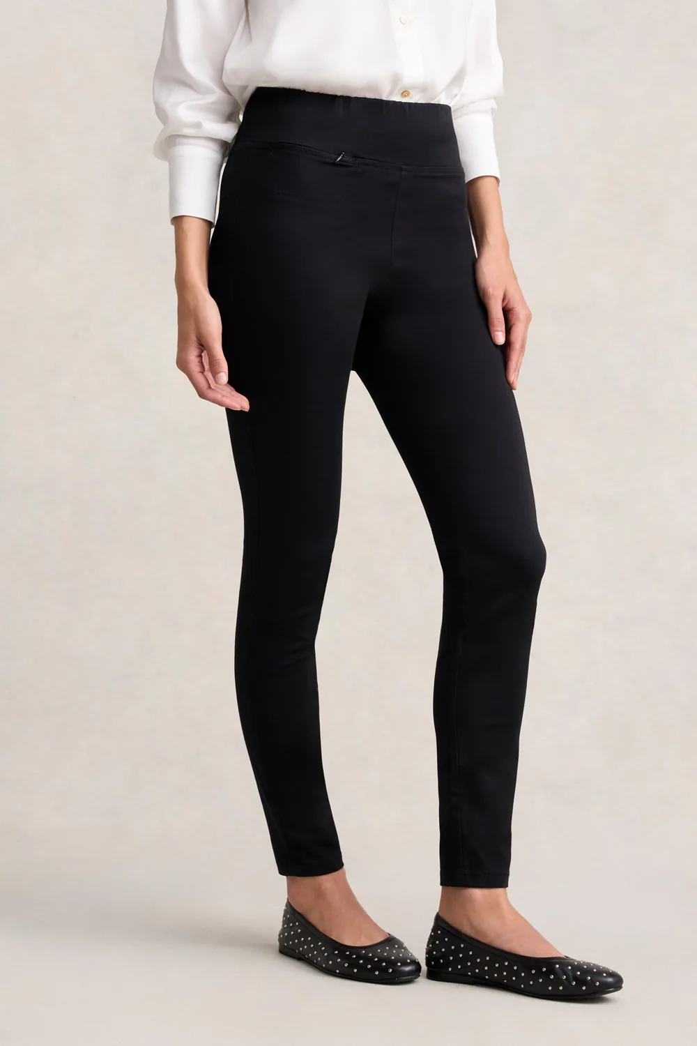 Zip Detail Slim Leg Pant - Jet Black - Image 3